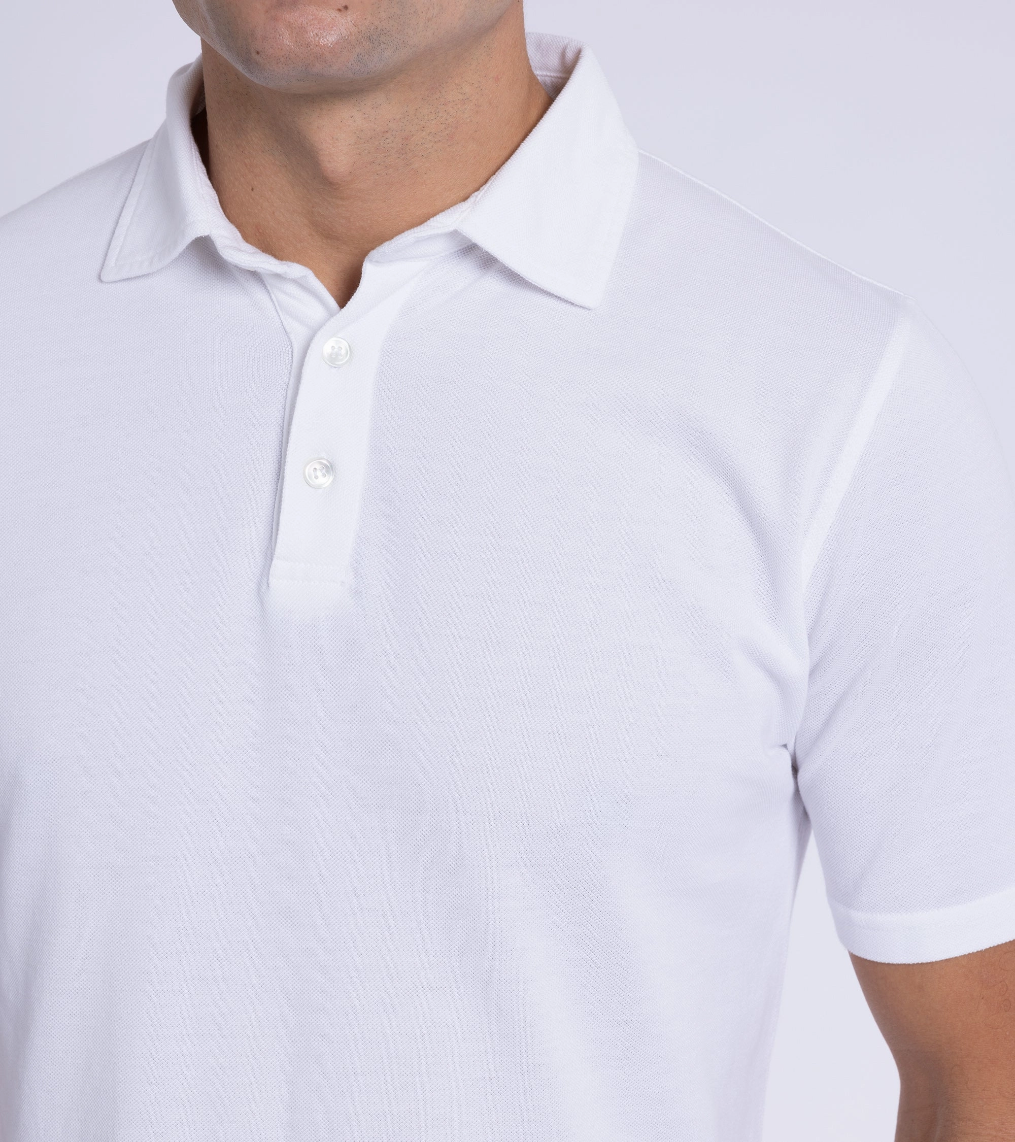 Trunk Moxon Short Sleeve Polo Shirt: White Tri Blend Composition Brushed Interior