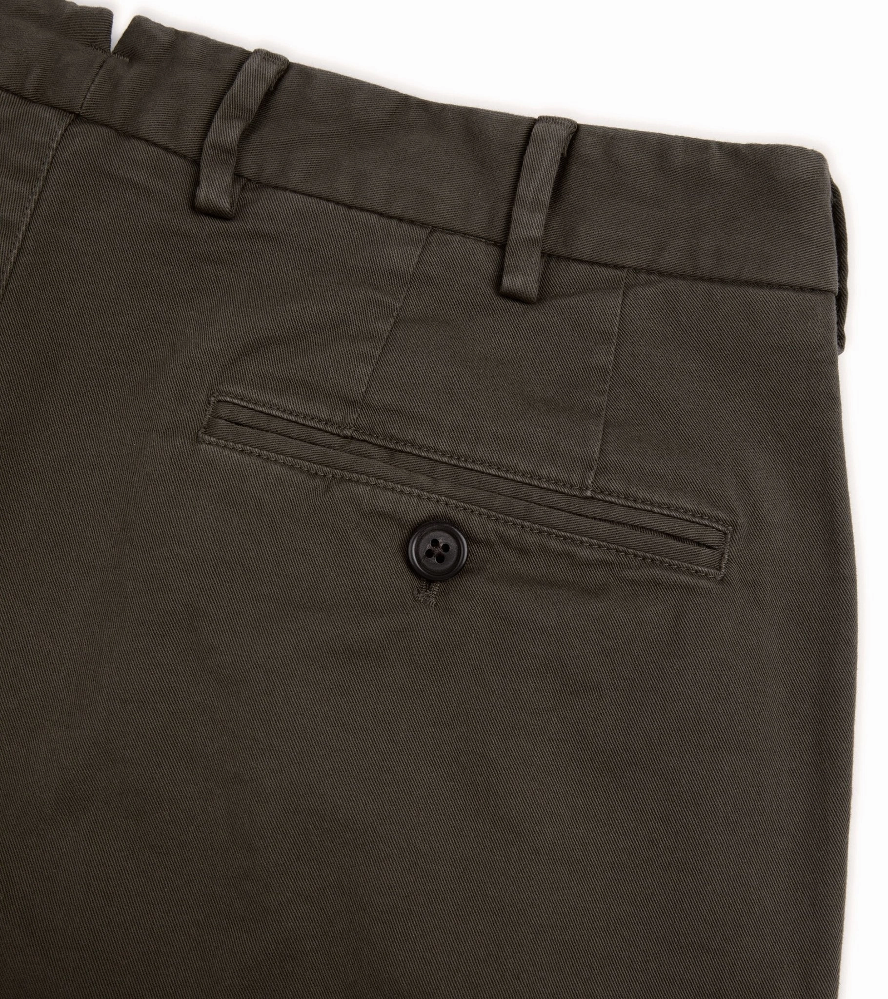 Pull-on style Trunk Welbeck Flat Front Cotton Trousers: Olive