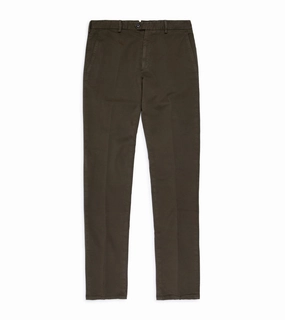 Trunk Welbeck Flat Front Cotton Trousers: Olive Ultimate Comfort Perfect Silhouette