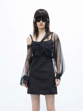 Tulle Details Mini Dress Soft and Stylish