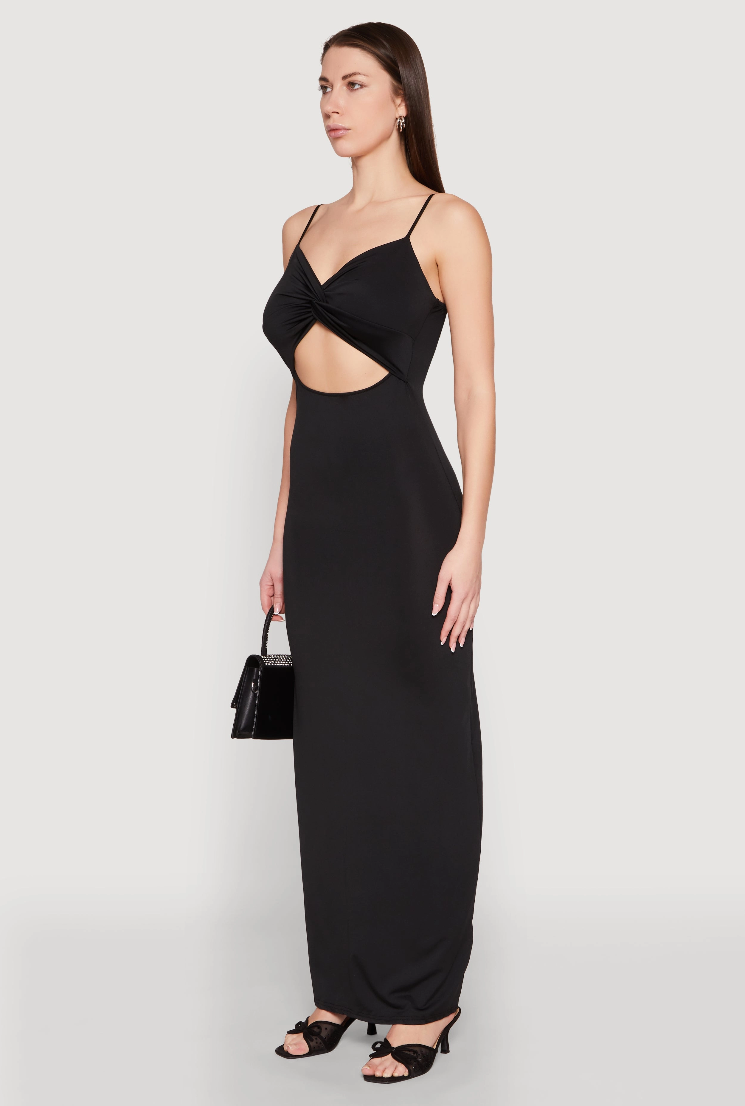 Flowing Design Layered Design Twist Front Cut Out Maxi Dress