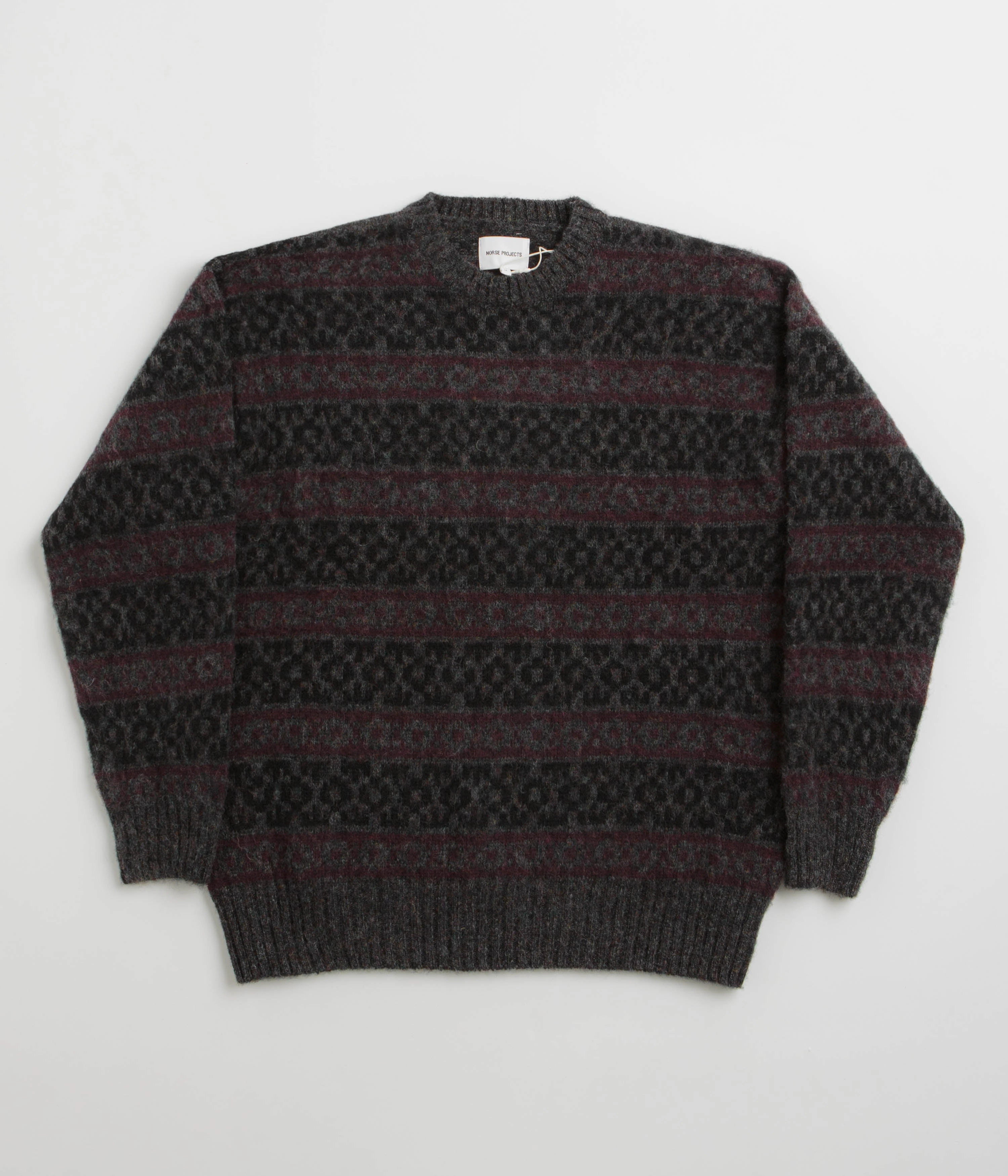 Winter-Ready Fashion Norse Projects Jonas Scottish Lambswool Fair Isle Sweatshirt - Charcoal Grey
