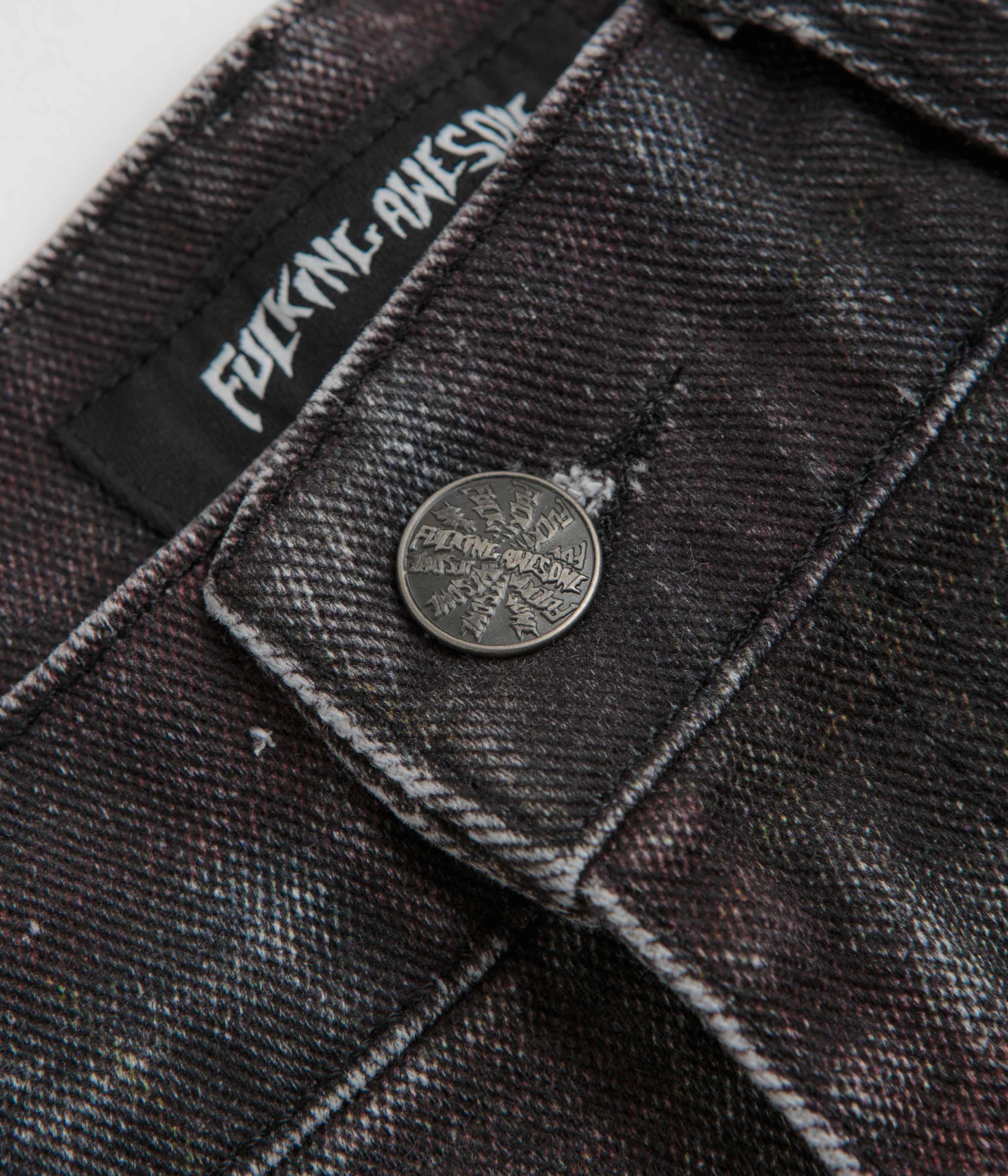 Comfy Stretch Fucking Awesome Distressed Plaid Fecke Jeans - Plaid