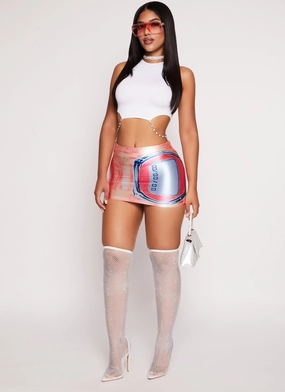 Runway Inspired Winter Staple Timer Printed Mini Skirt