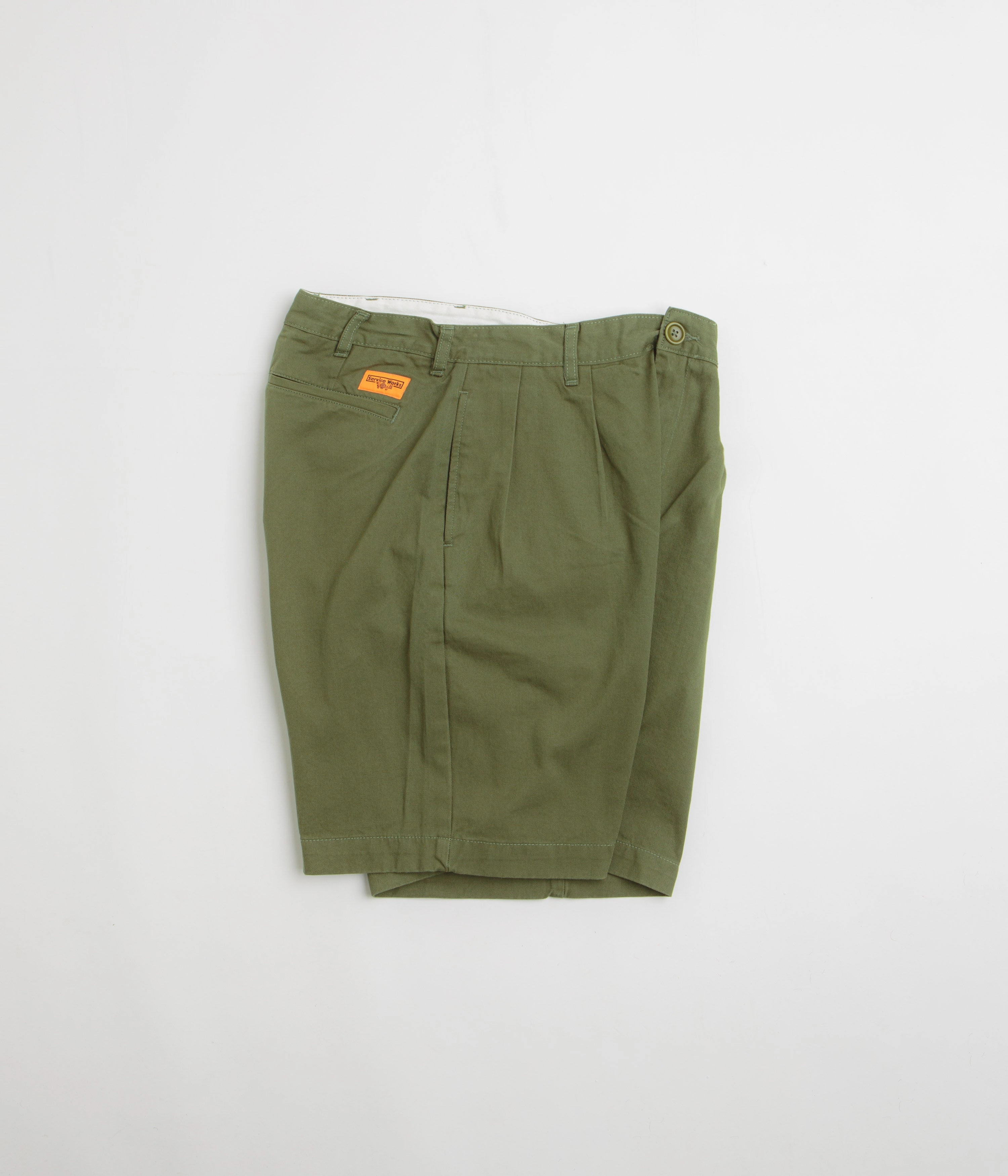 Service Works Drill Part Timer Shorts - Olive Clean Aesthetic Ripstop Material