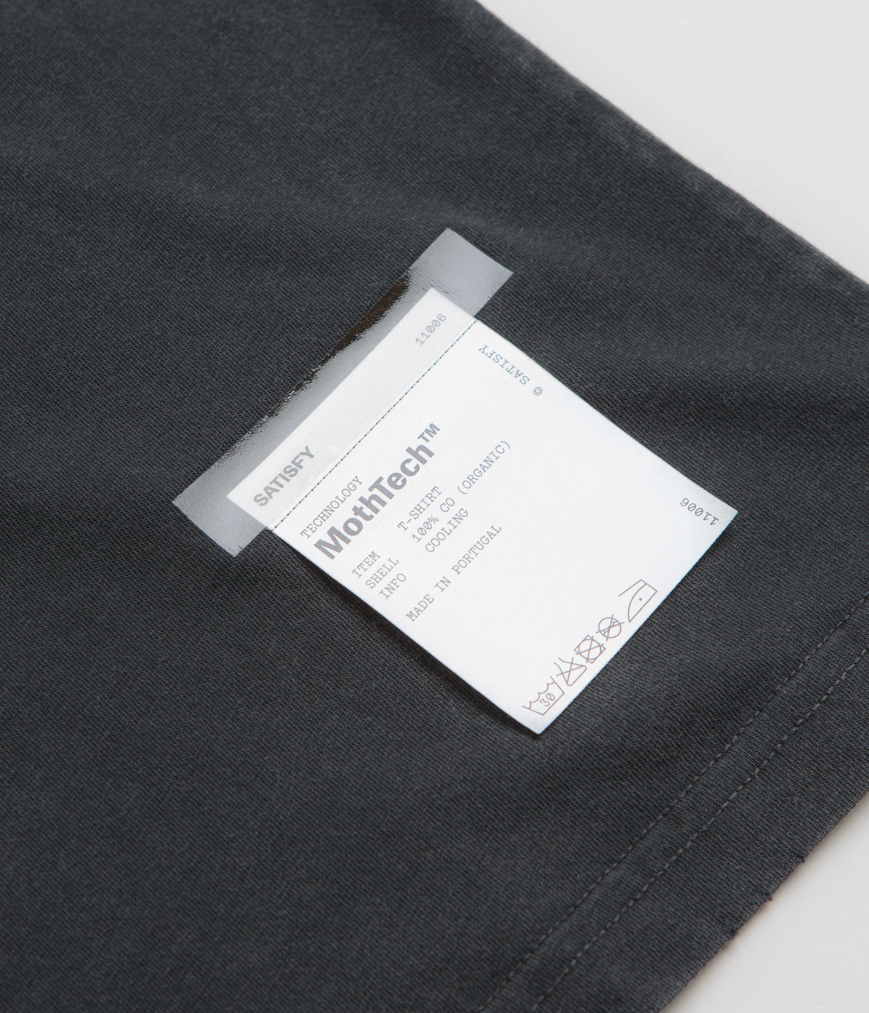Satisfy MothTech Logo T-Shirt - Aged Black ReinforcedShoulderPanels QuickDry Material