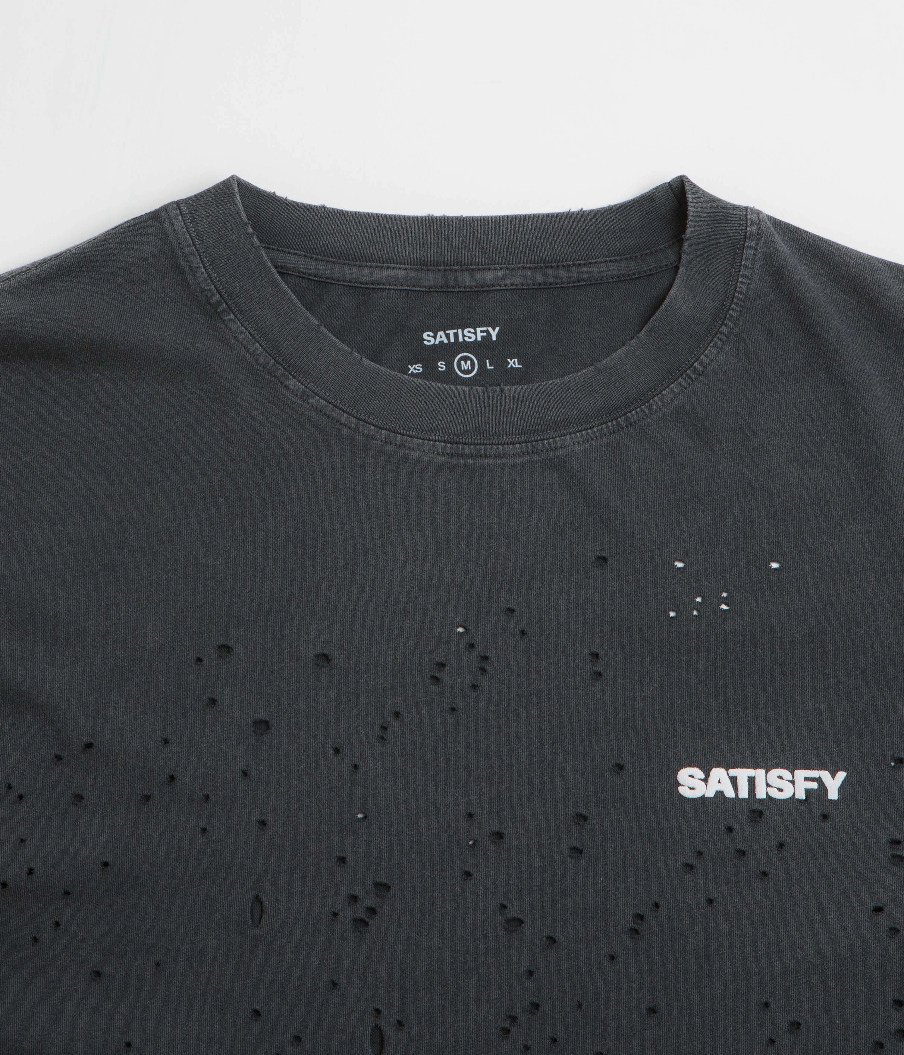 Satisfy MothTech Logo T-Shirt - Aged Black Durable Material Cozy And Stylish