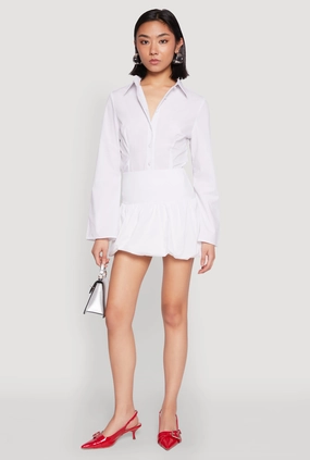Smart Edge Outfit Lineup Poplin High Waisted Mini Bubble Skirt