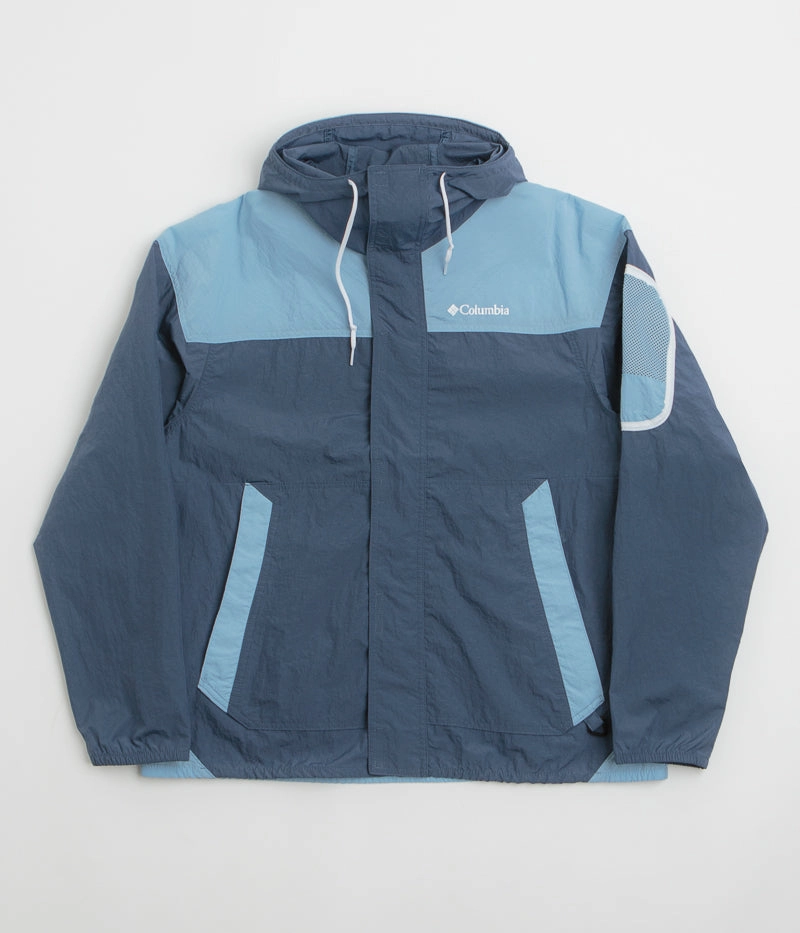 Columbia Challenger II Windbreaker Jacket - Dark Mountain / Ripple Blue Abrasion Resistant Surface Aramid Fiber Reinforcement