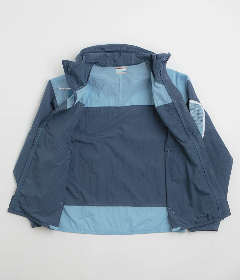 Softshell Coating Hooded Comfort Fit Columbia Challenger II Windbreaker Jacket - Dark Mountain / Ripple Blue