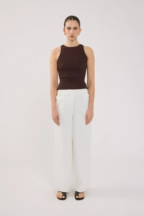 Perfect Stranger Menorca Low Rise Linen Pant White Eco Friendly Fabric