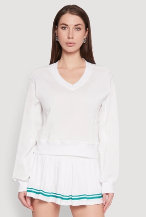 Long Sleeve V Neck Sweatshirt Indoor setting vintage