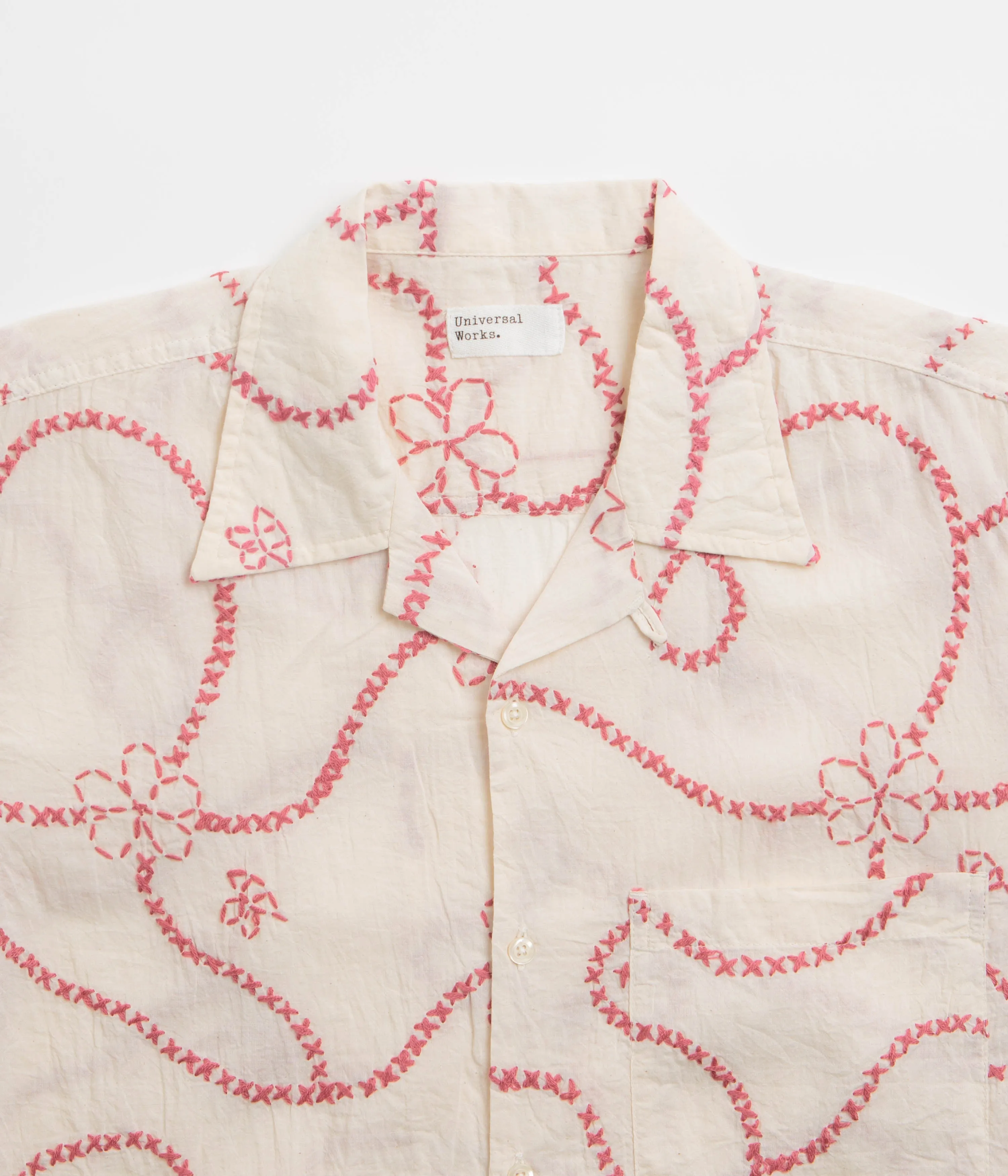 natural fiber Cozy Feel Universal Works Camp Shirt - Ecru Terracotta