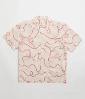 Universal Works Camp Shirt - Ecru Terracotta Multi Layer Stitching