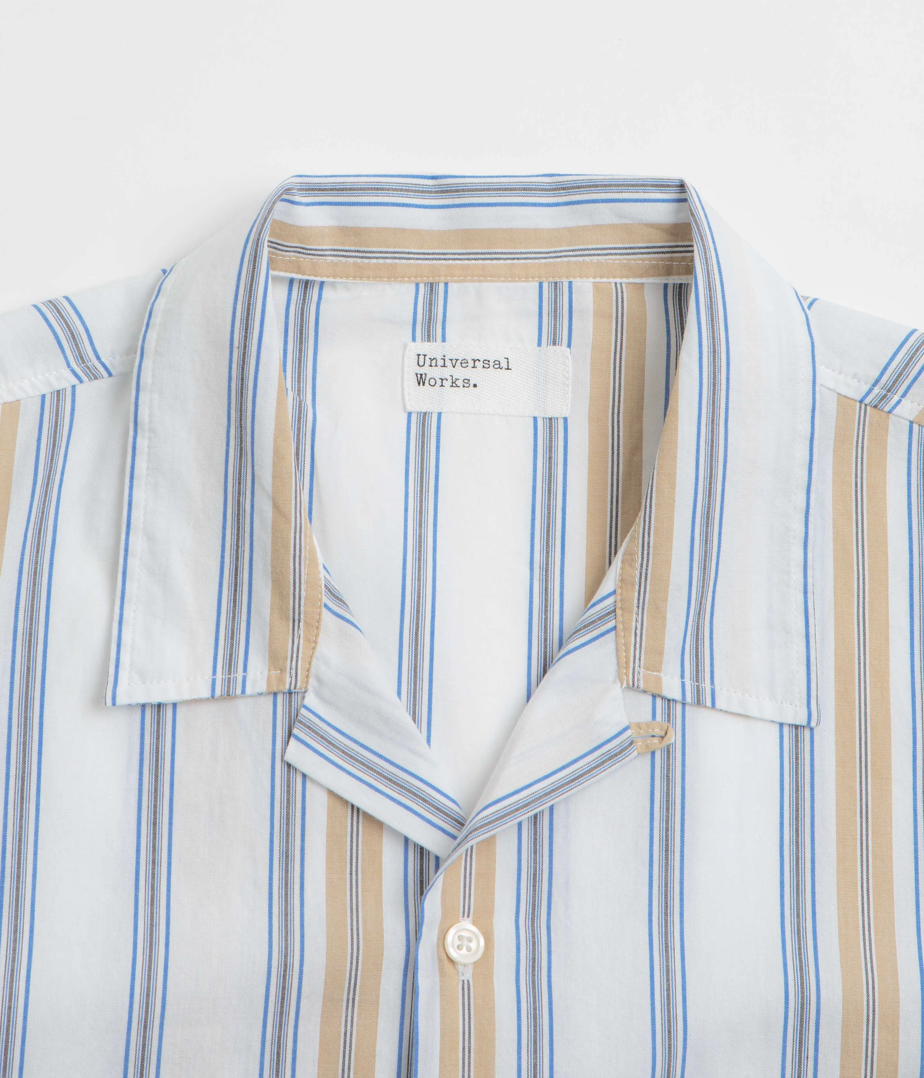 Ribbed Trim Universal Works Dean Road Shirt - Blue / Sand