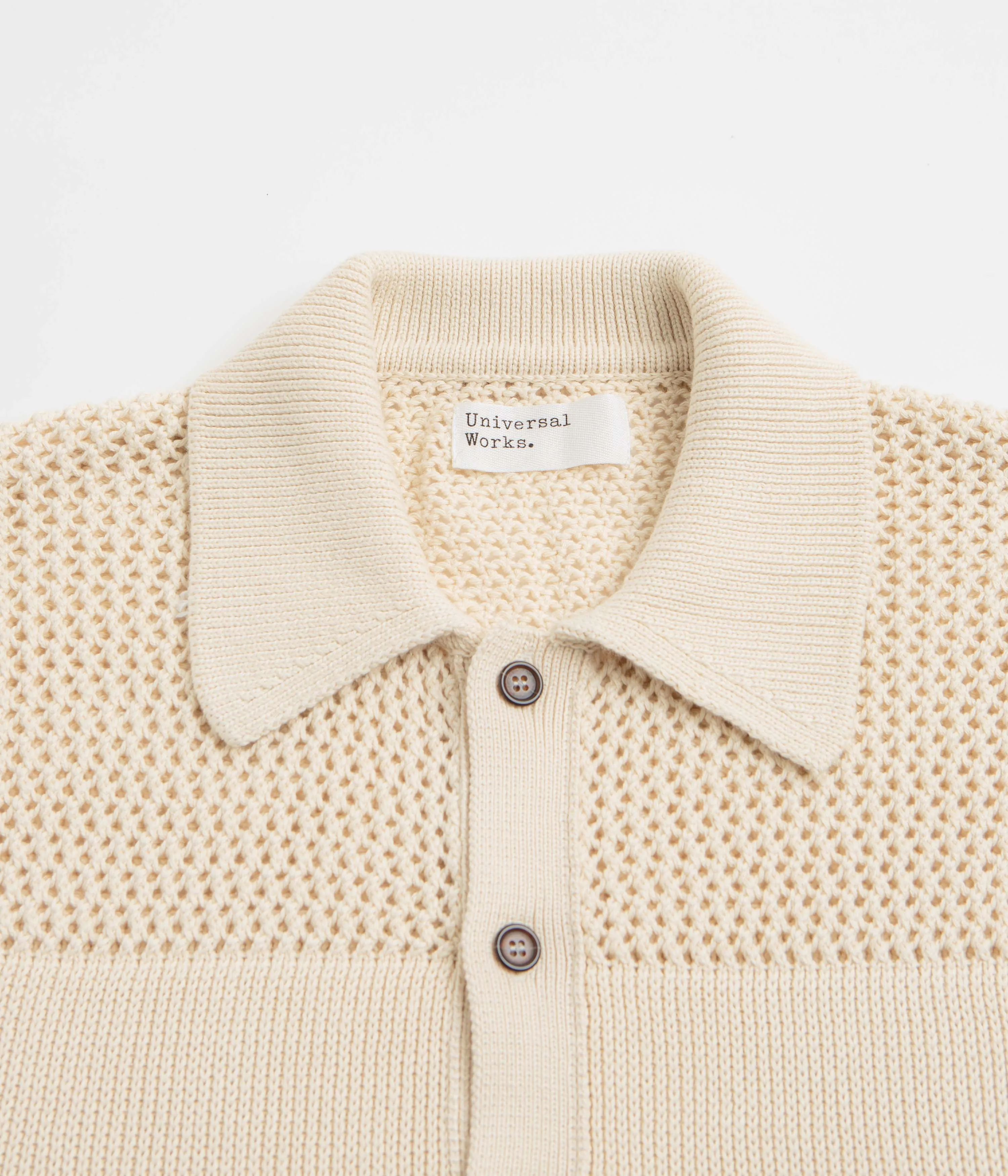 Wrinkle Free Care Universal Works Knit Short Sleeve Shirt - Ecru