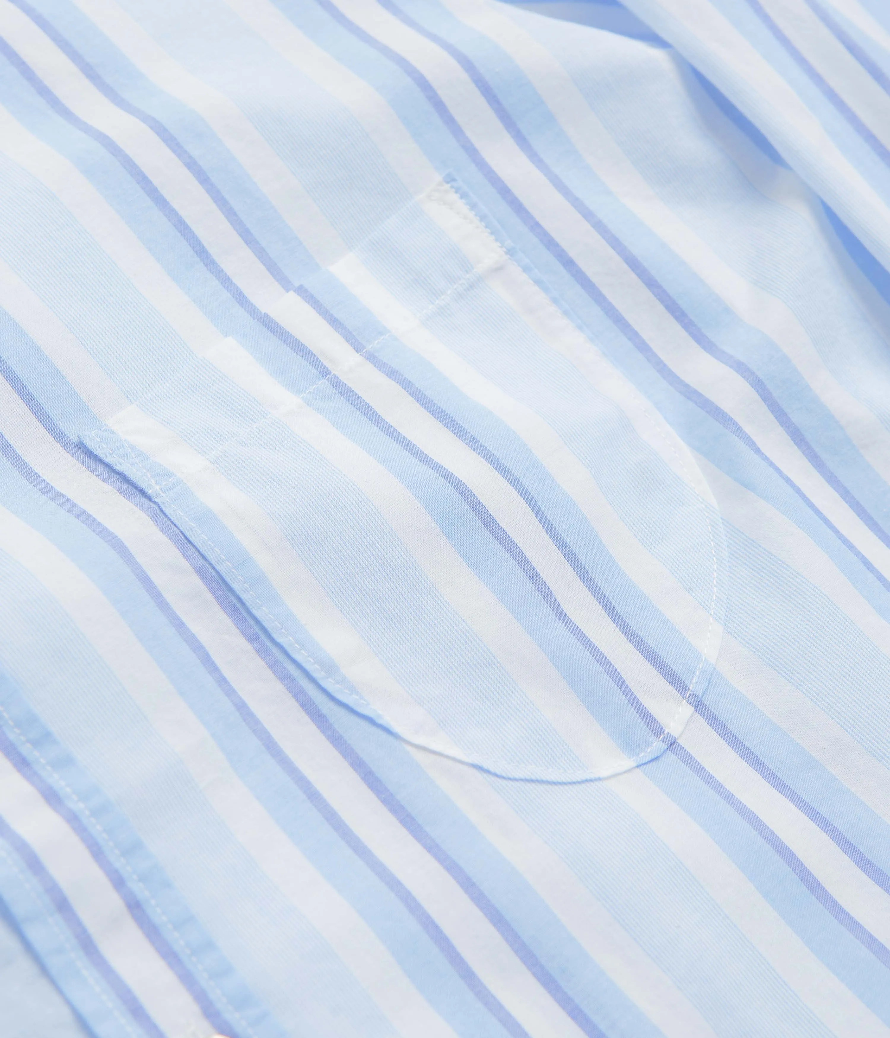 Universal Works Lazy Day Shirt - White / Blue Subtle pattern