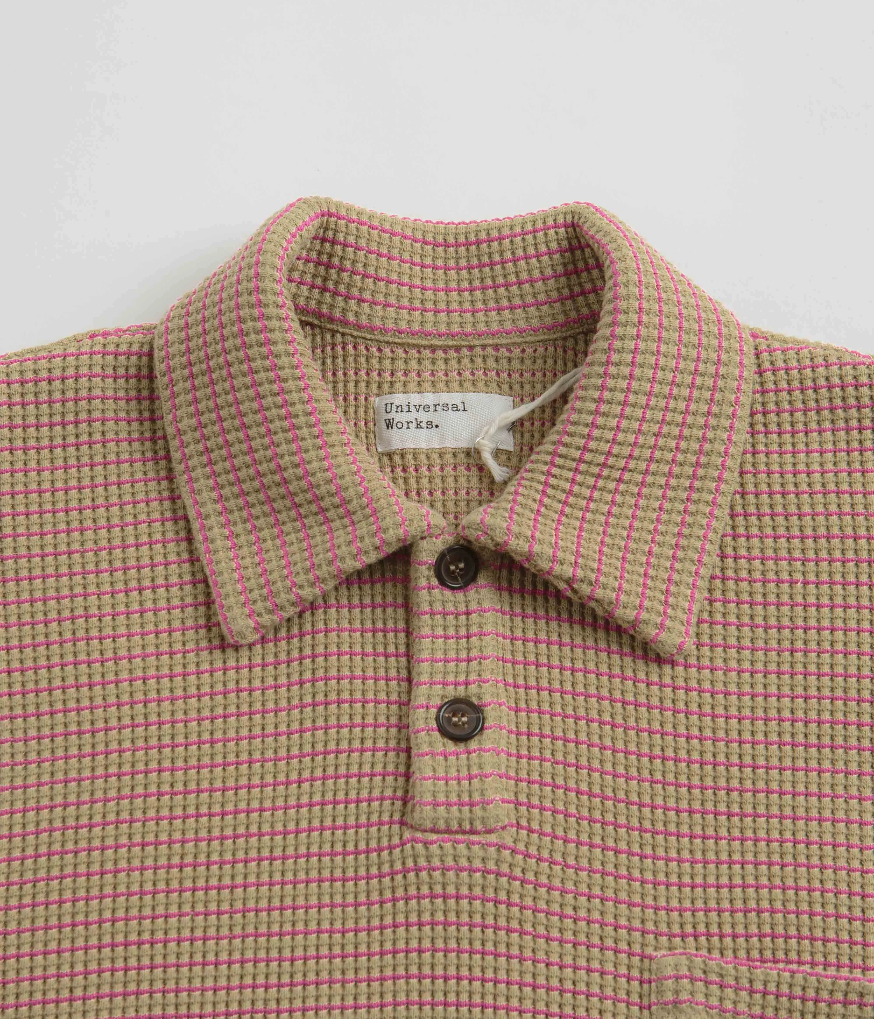Oversized Fit Universal Works Newlyn Short Sleeve Polo Shirt - Summer Oak