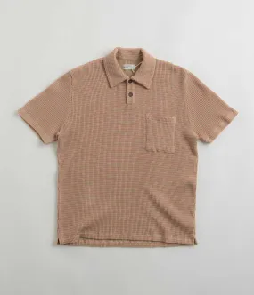 Breathable Underarm Vents Minimalist Aesthetic Universal Works Newlyn Short Sleeve Polo Shirt - Summer Oak