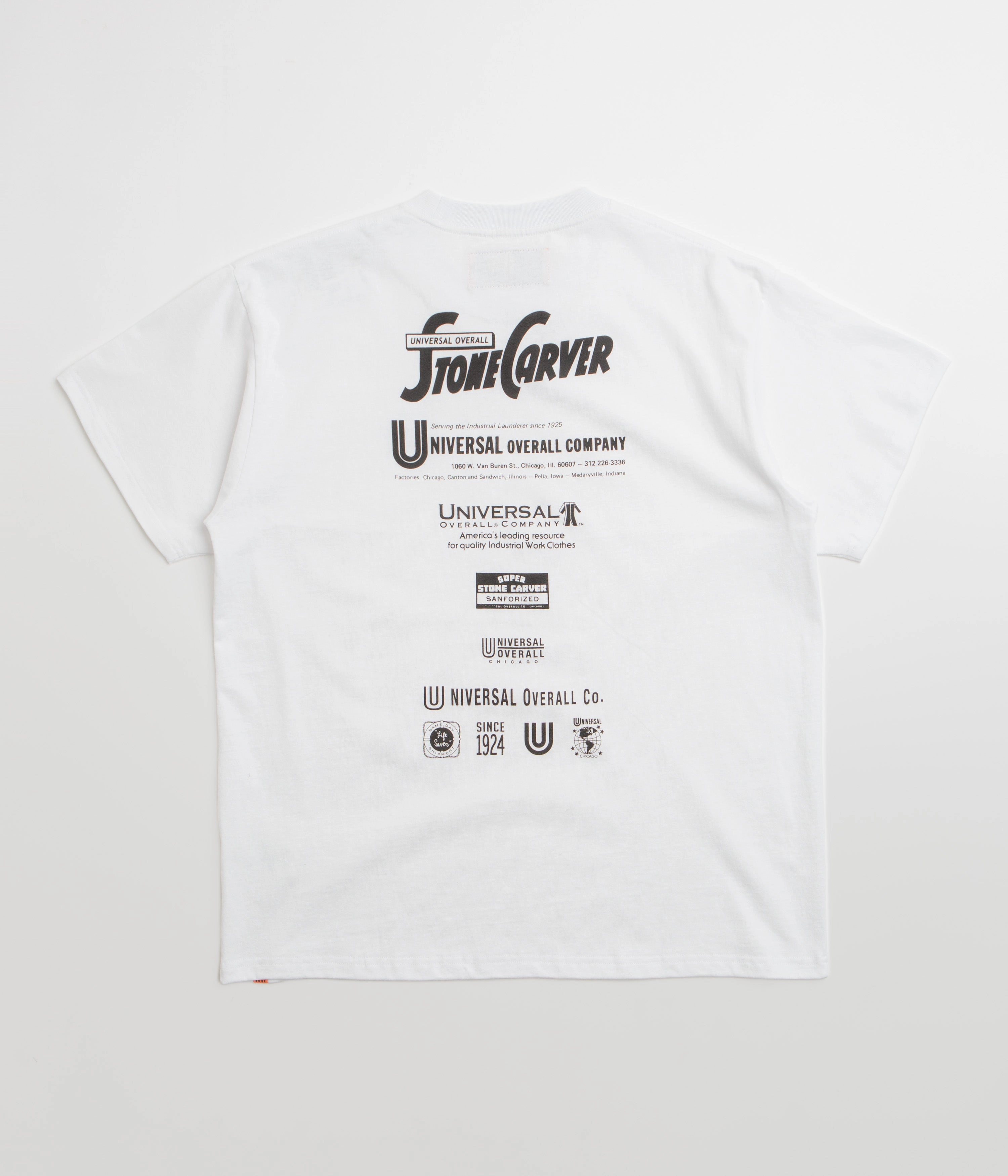 Universal Overall Historical Logo T-Shirt - White Tubular Knit Structure