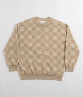 Soft And Comfortable Knit Design Universal Works Loose Crewneck Sweatshirt - Sand