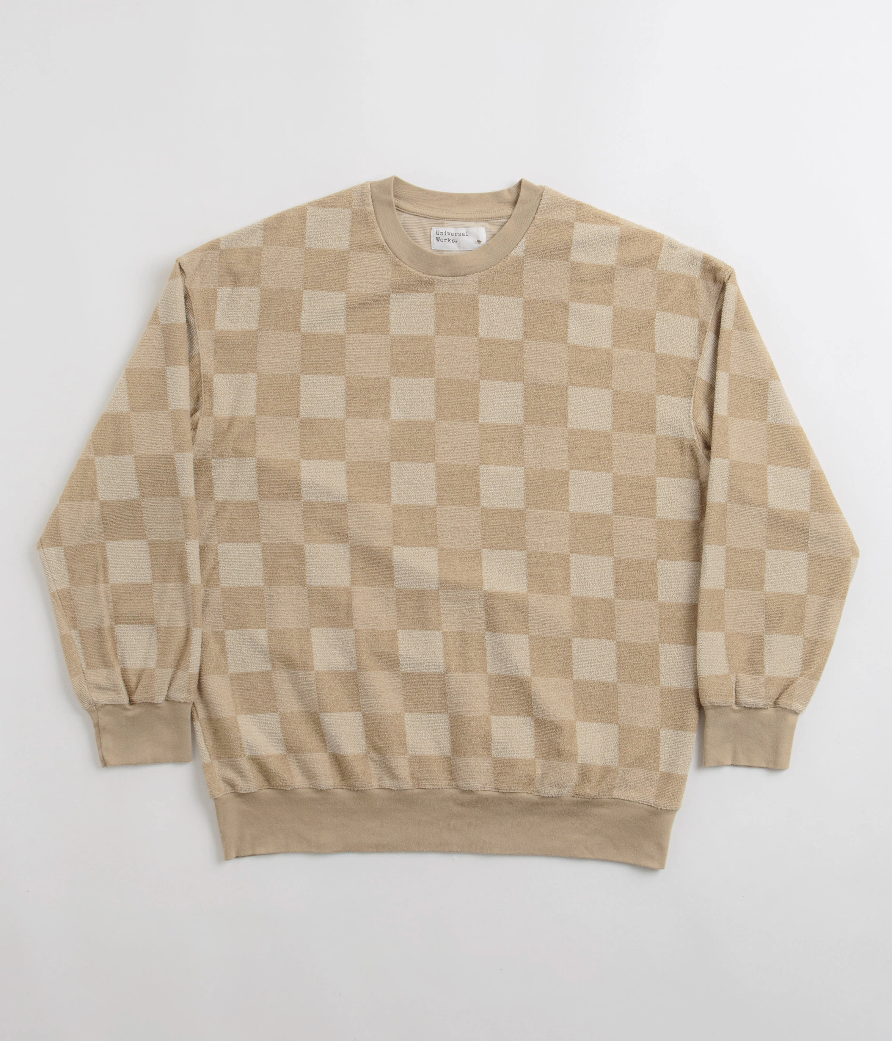 Soft And Comfortable Knit Design Universal Works Loose Crewneck Sweatshirt - Sand