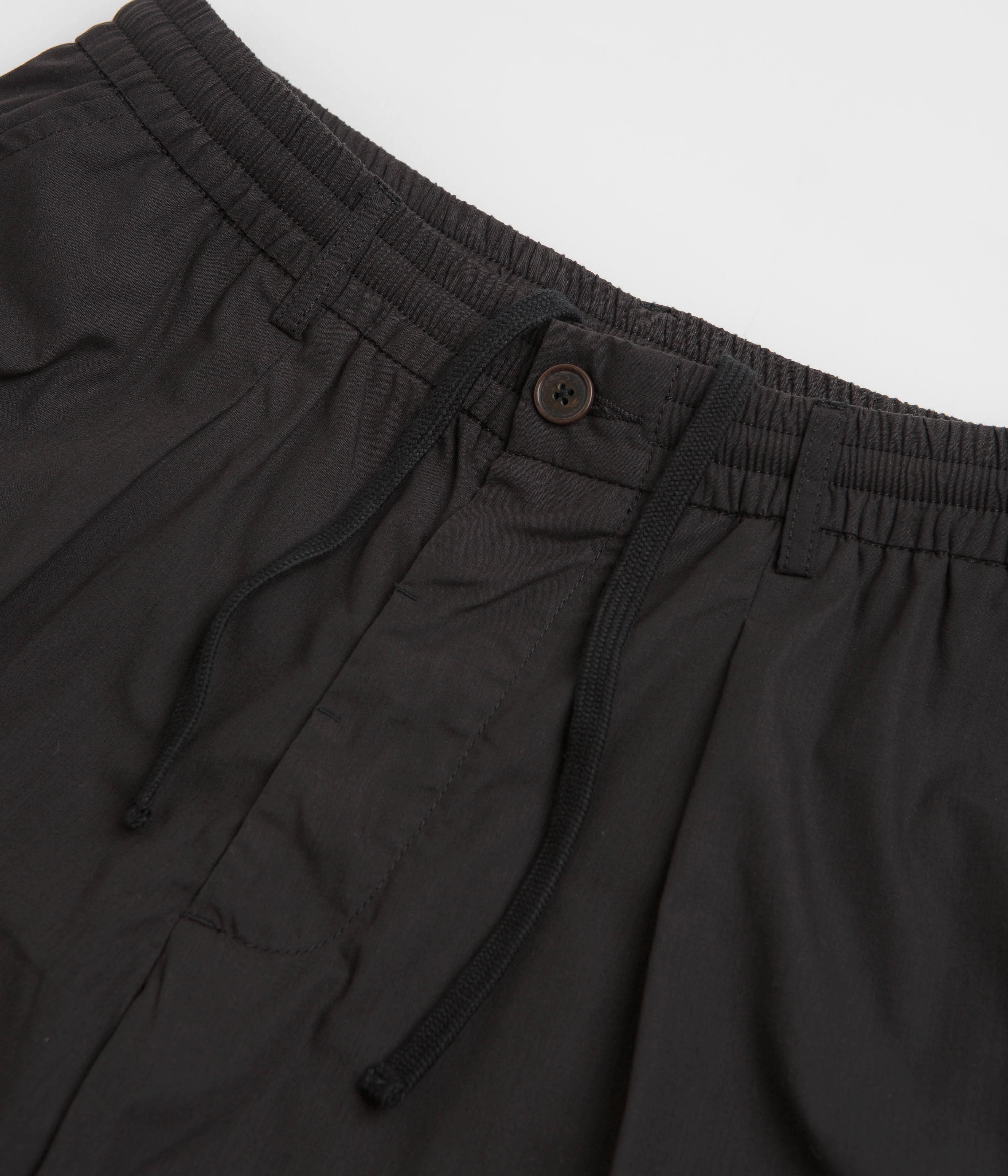 Universal Works Pleated Track Shorts - Black Travel Essential