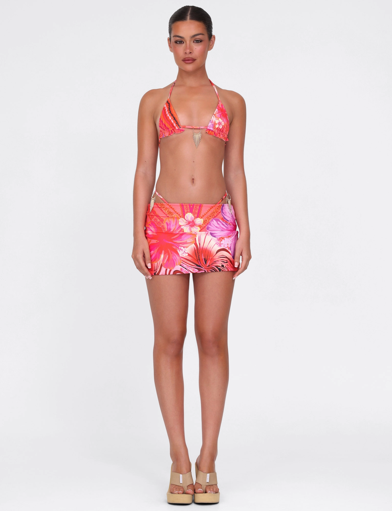 CIANA BIKINI 2PC BOTTOM - PINK : FLORAL : PINK TROPICAL Stretch Free Waistband