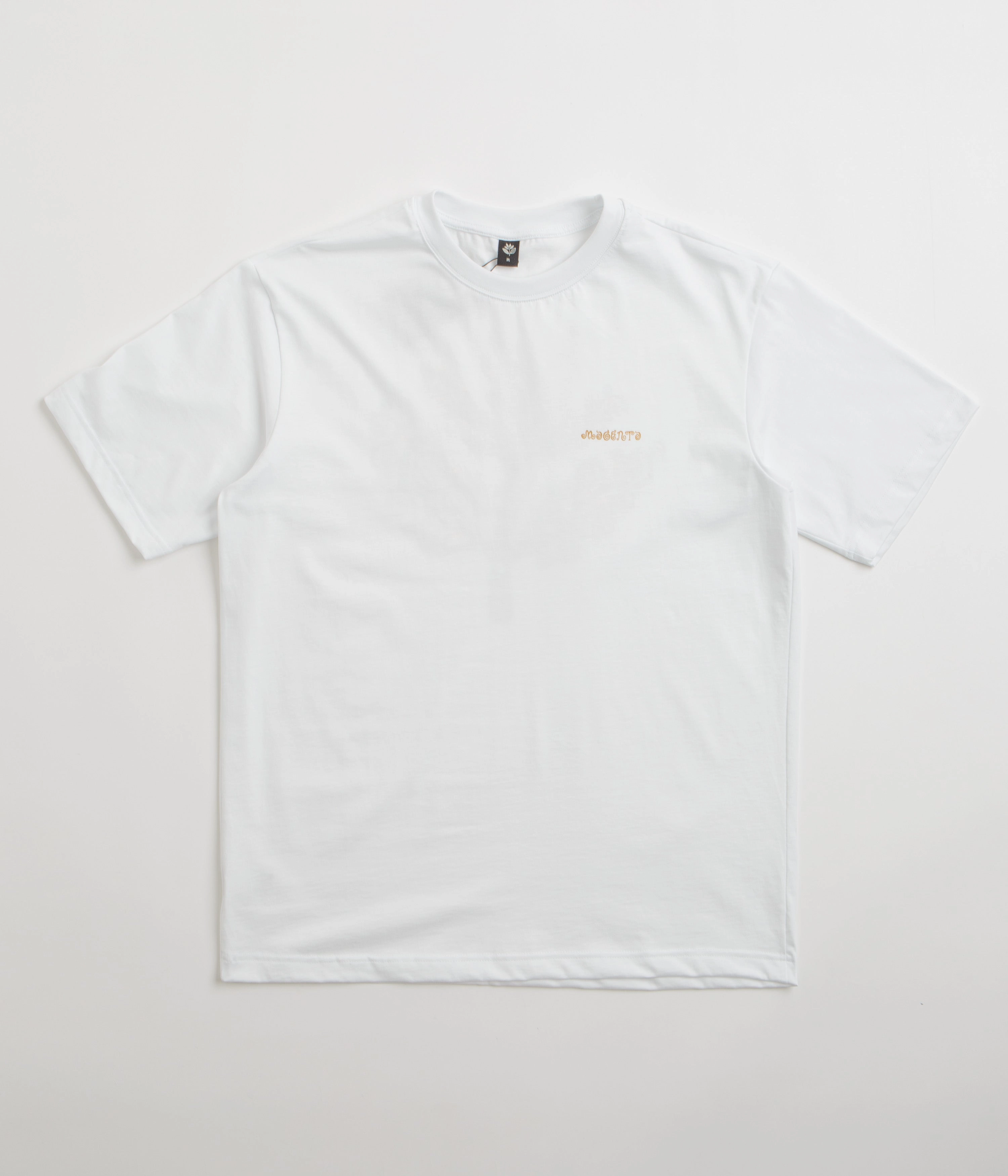Light Style Pocket Detailing Magenta Life T-Shirt - White