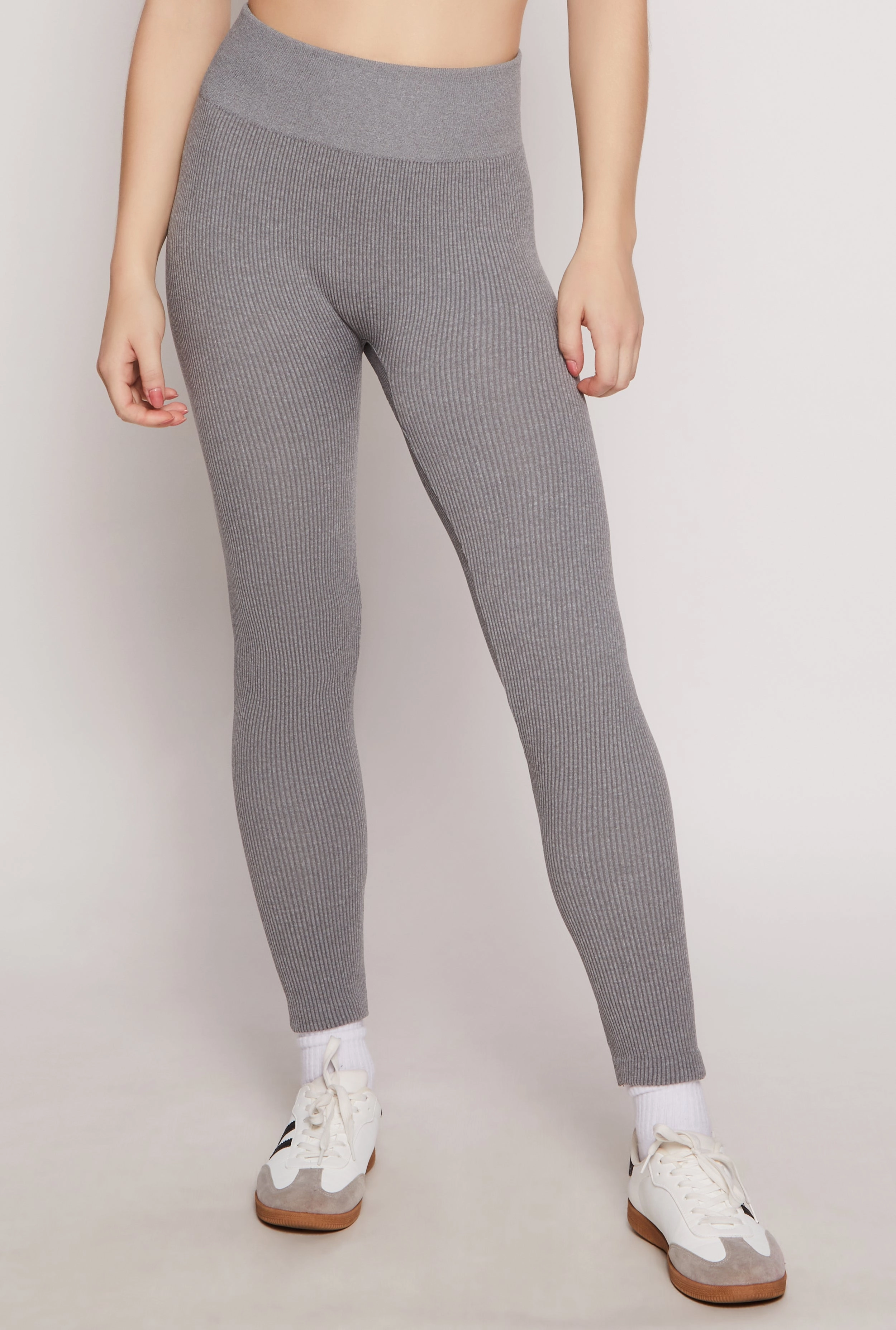 Ribbed Knit Fleece Lined High Waist Leggings Perfect Design