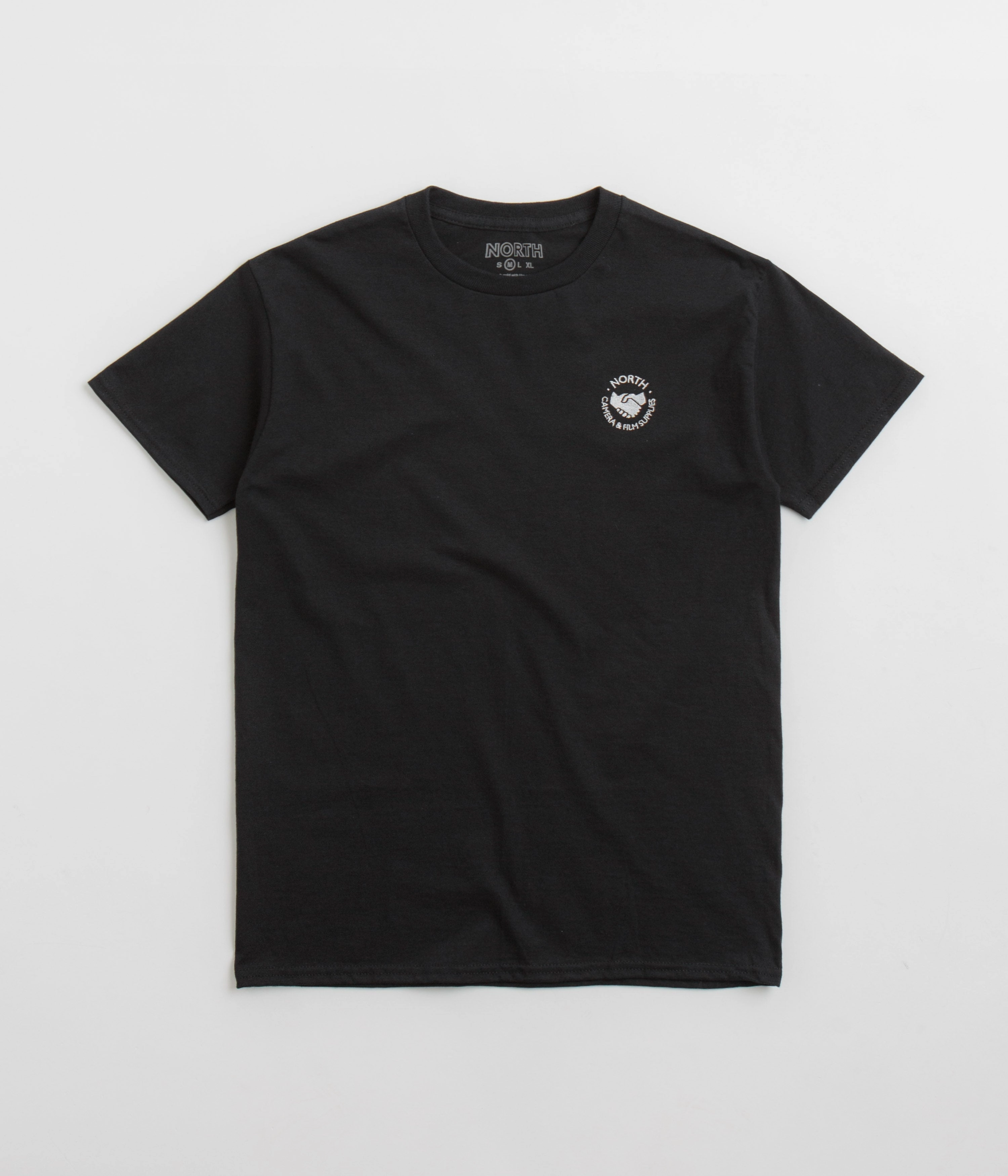 Timeless Top Stretchable Collar Band North Supplies Logo T-Shirt - Black / White