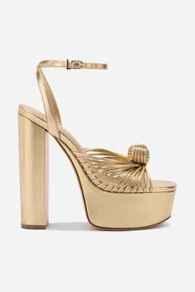 Sun Play Lightweight Construction Valerie Platform Sandal In Gold Metallic Leather