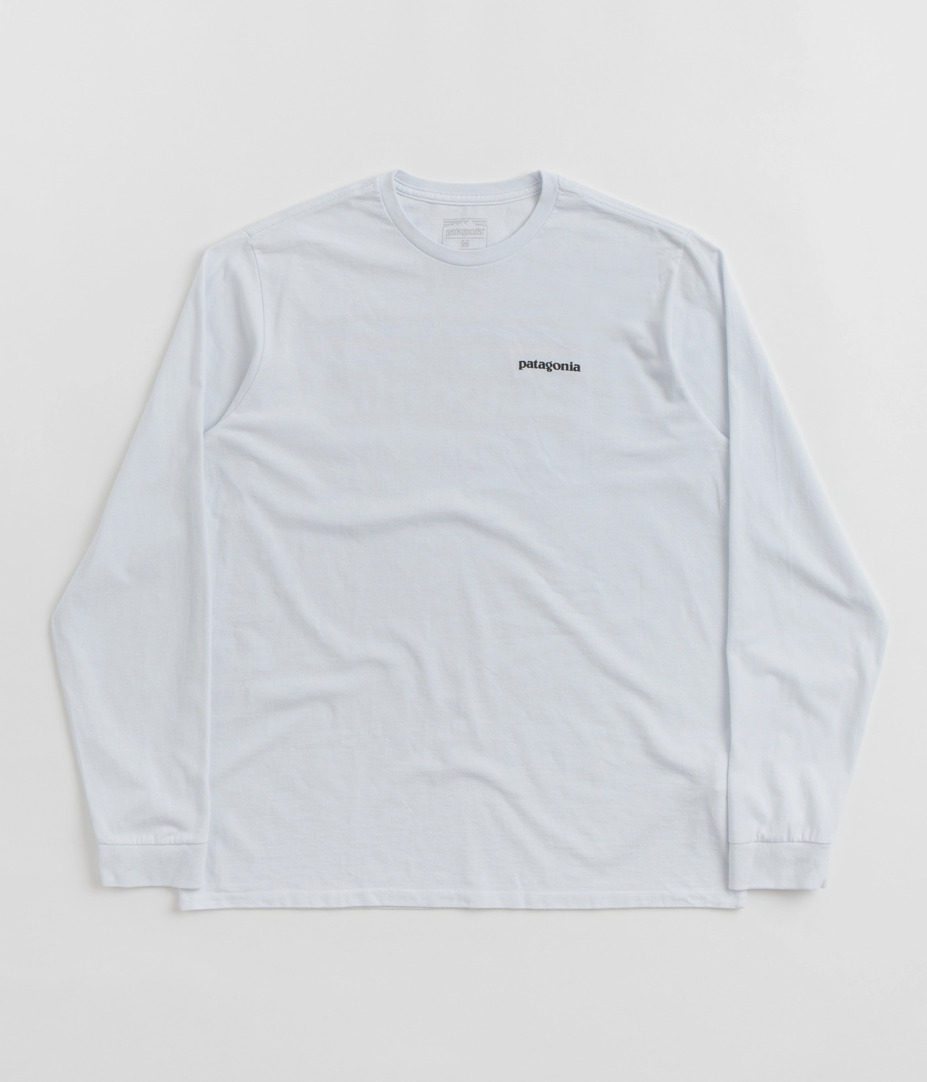 Non Restrictive Cut Patagonia P-6 Logo Responsibili-Tee Long Sleeve T-Shirt - White