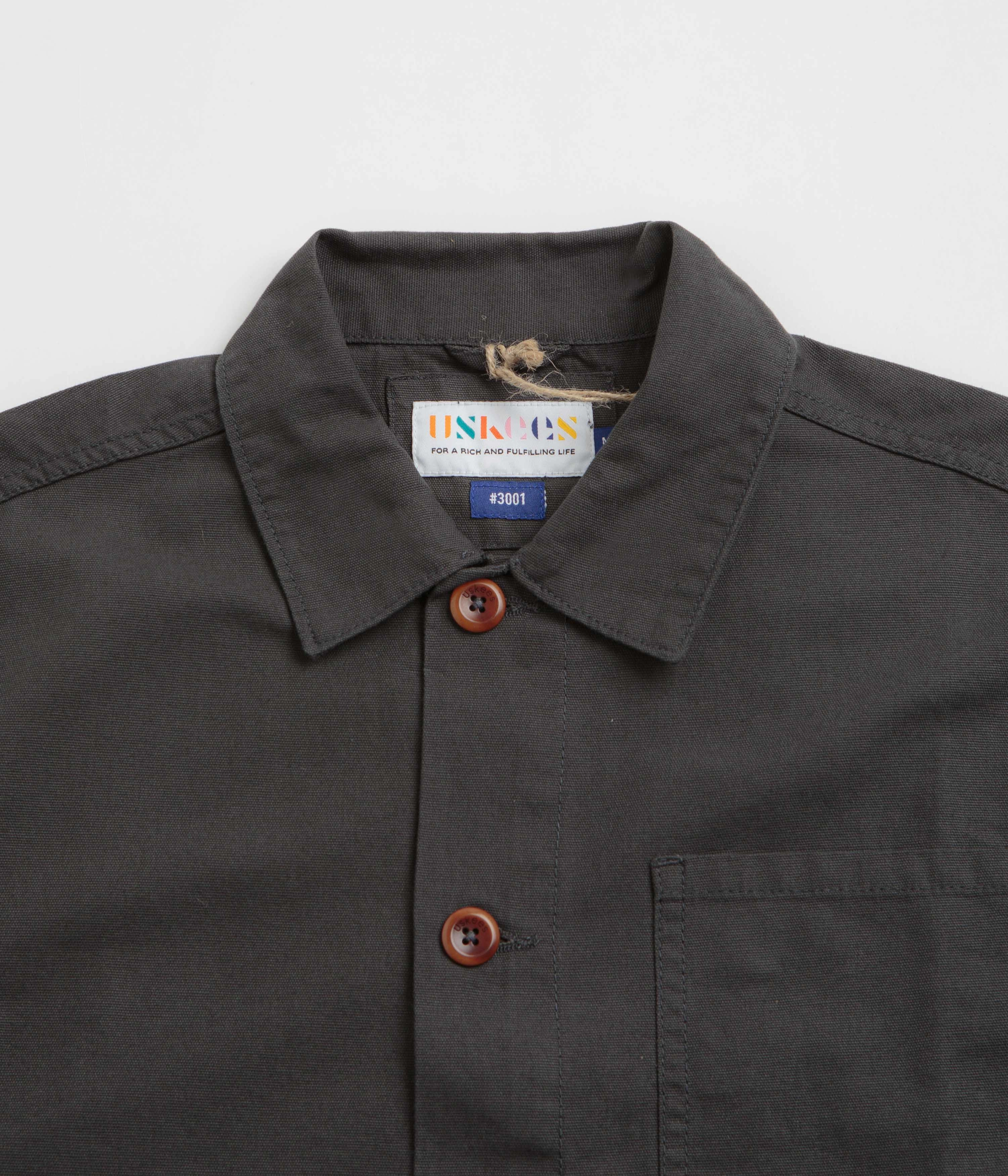 Adjustable Hem Lock System Uskees 3001 Buttoned Overshirt - Charcoal