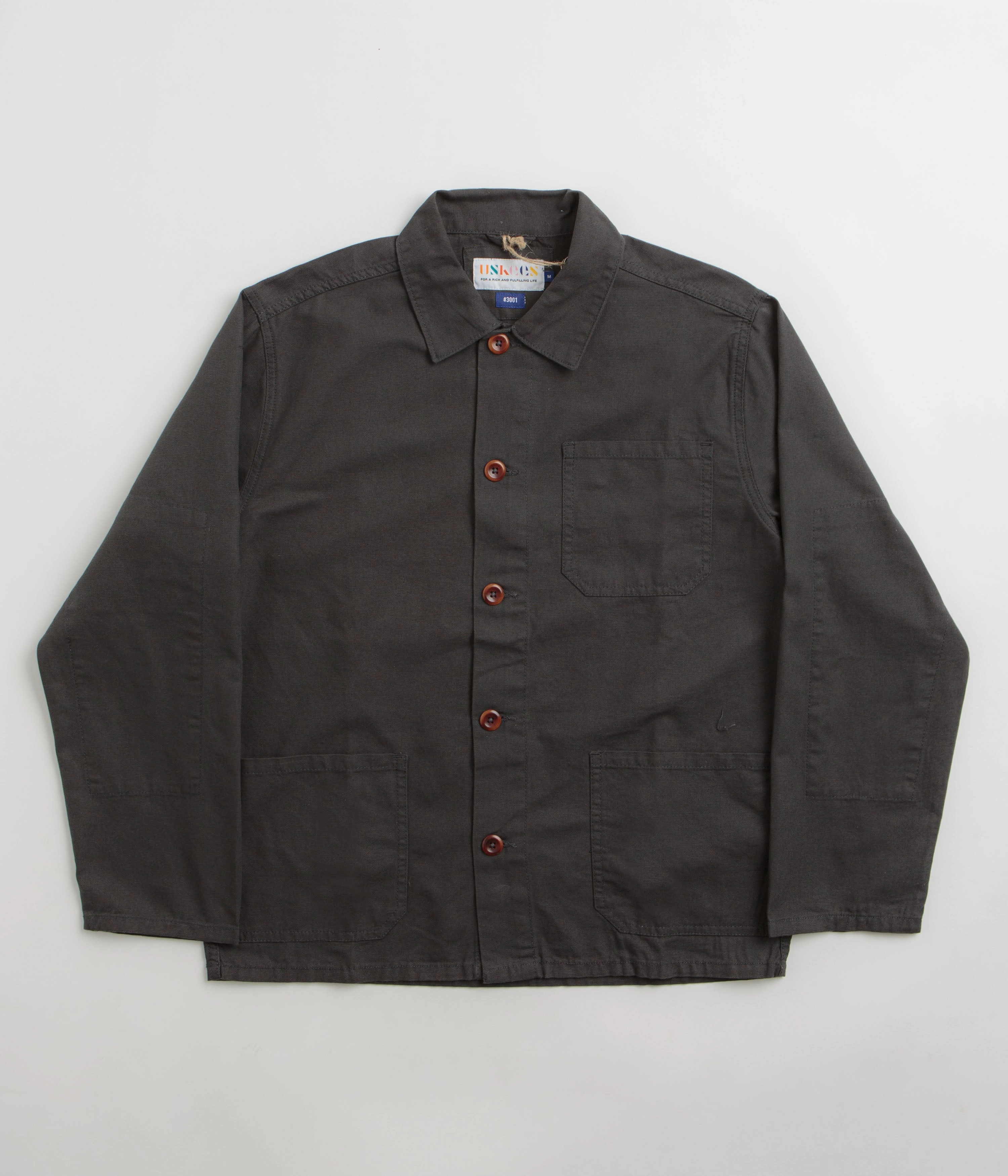 Uskees 3001 Buttoned Overshirt - Charcoal Ripstop Fabric Technology