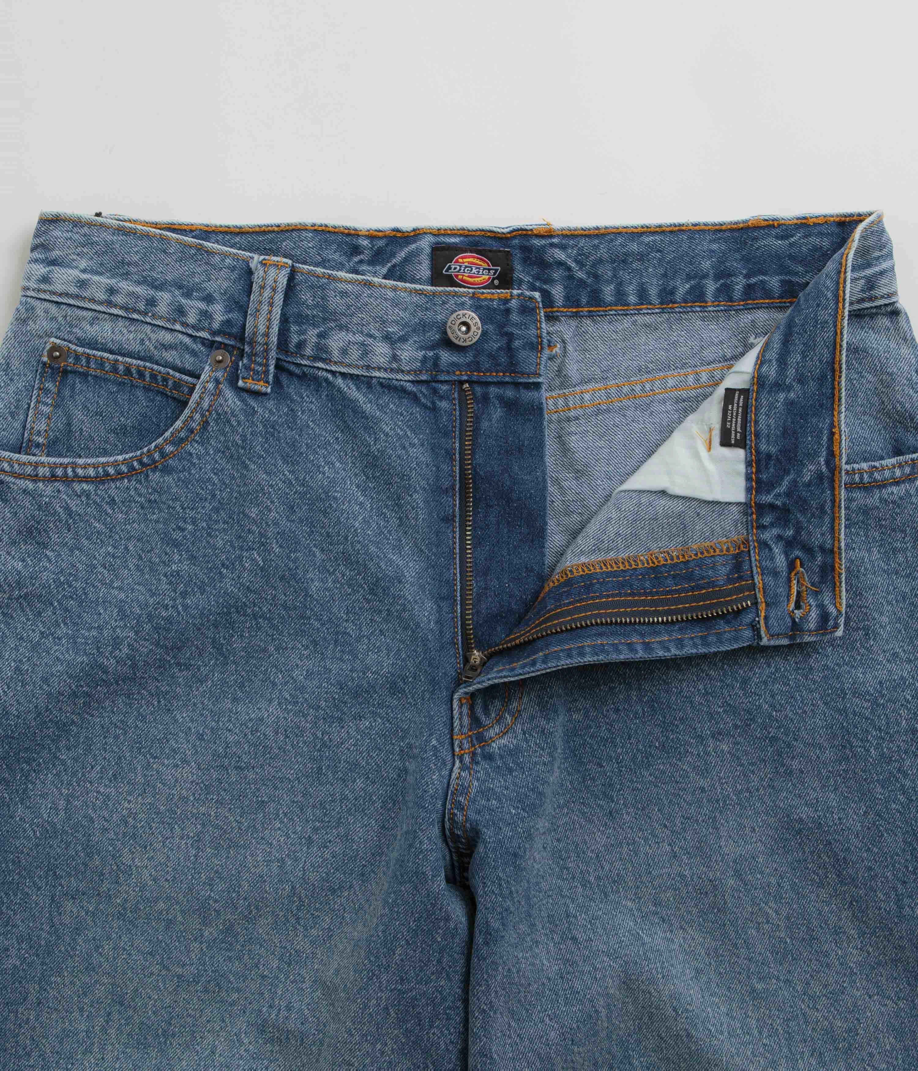 Easy Stretch Fit Dickies Loose Wave Jeans - Rinsed Blue / Fade