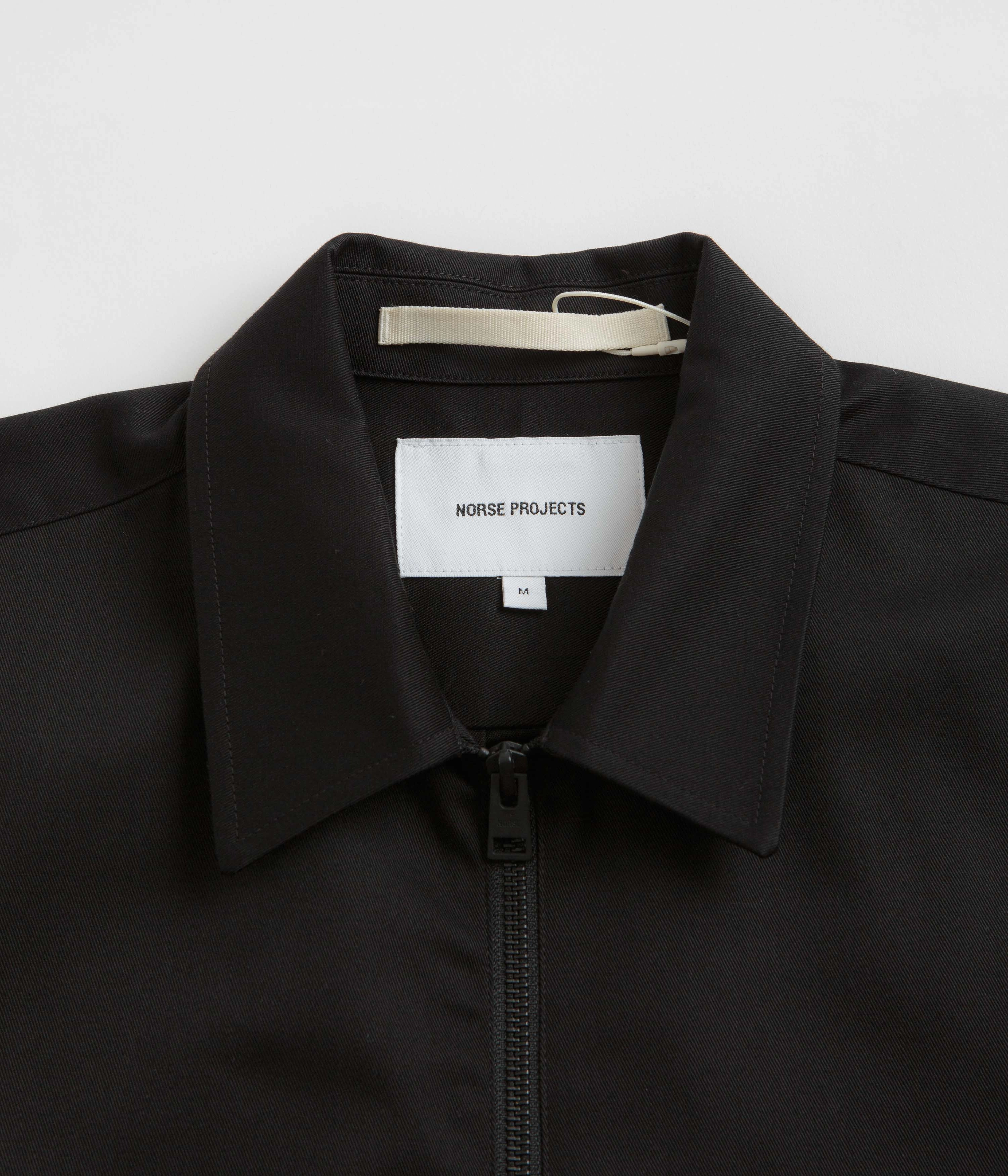 Norse Projects Ulrik Gabardine Zipped Overshirt - Black Thermoregulating Lining