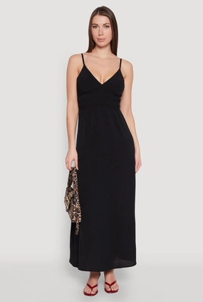 V Neck Empire Waist Maxi Dress Lace Ease Work-to-Play Wear