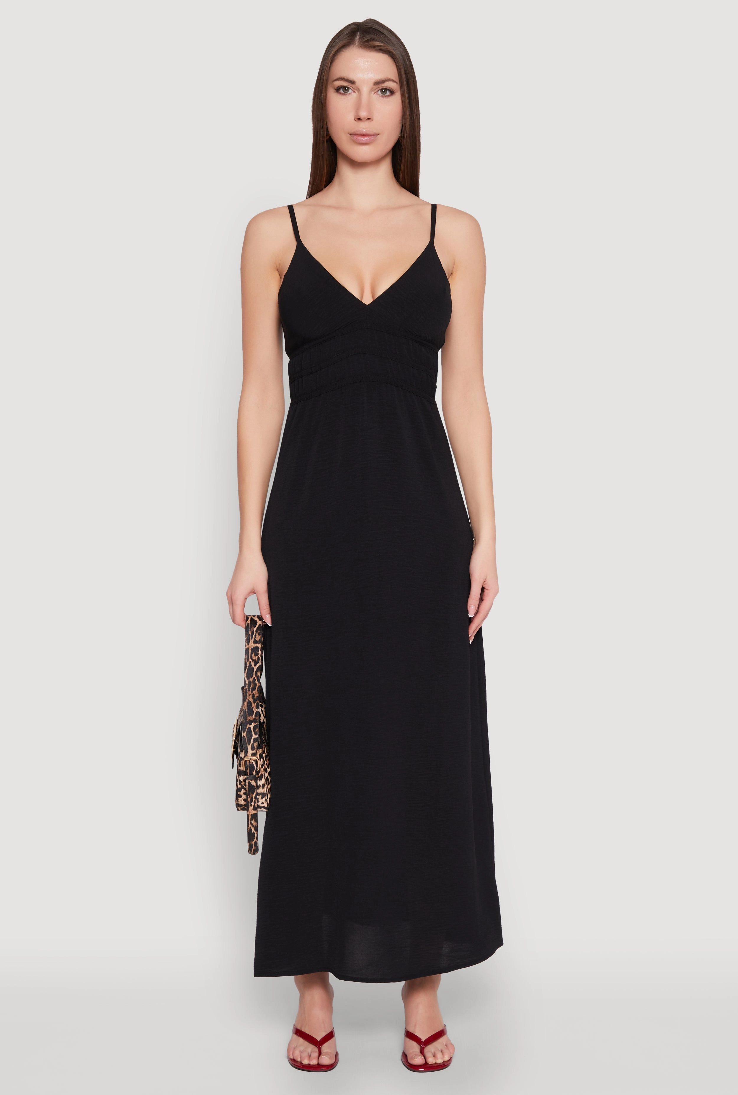Fashionable appearance Stylish and Comfortable V Neck Empire Waist Maxi Dress