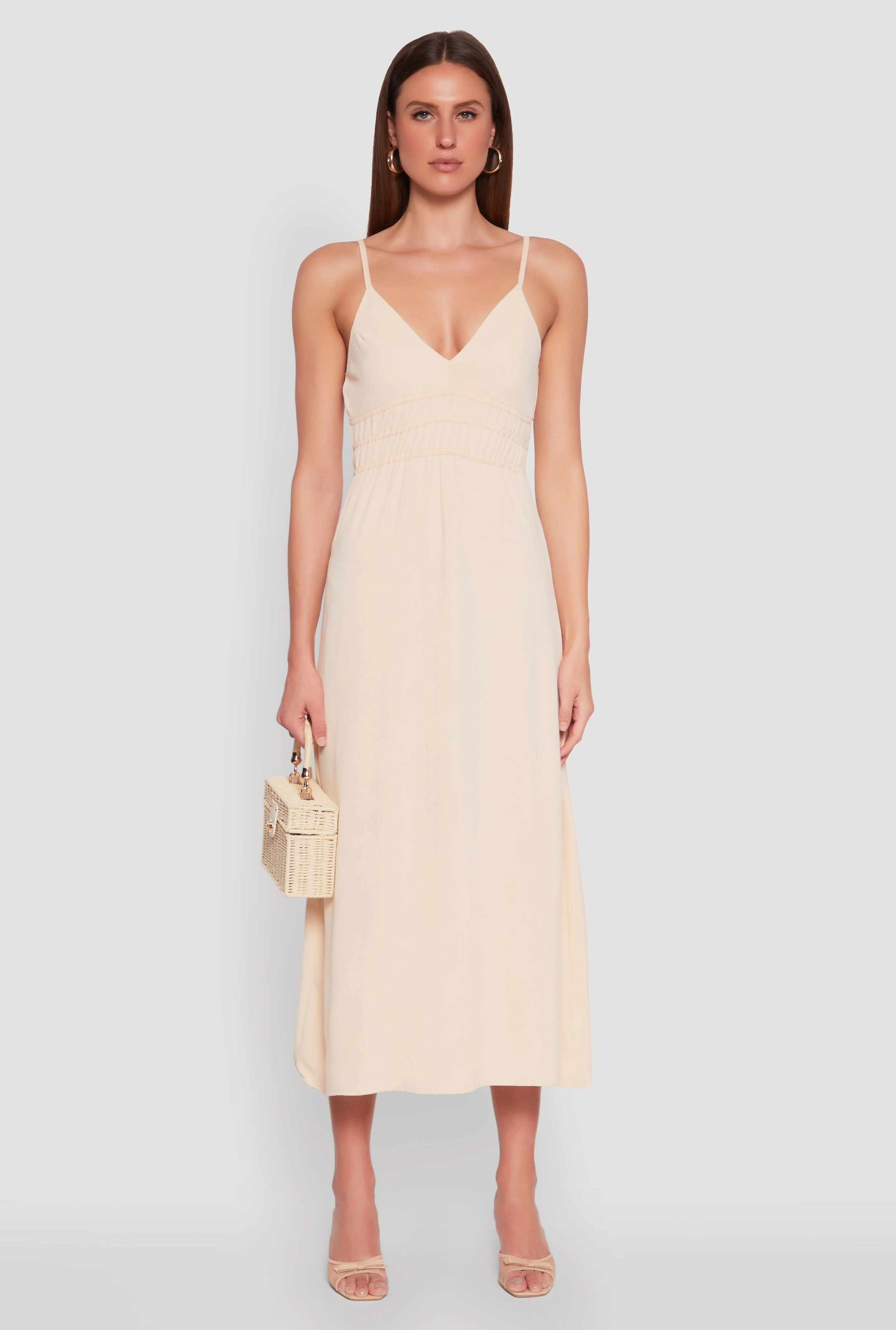 Street Ready V Neck Empire Waist Maxi Dress