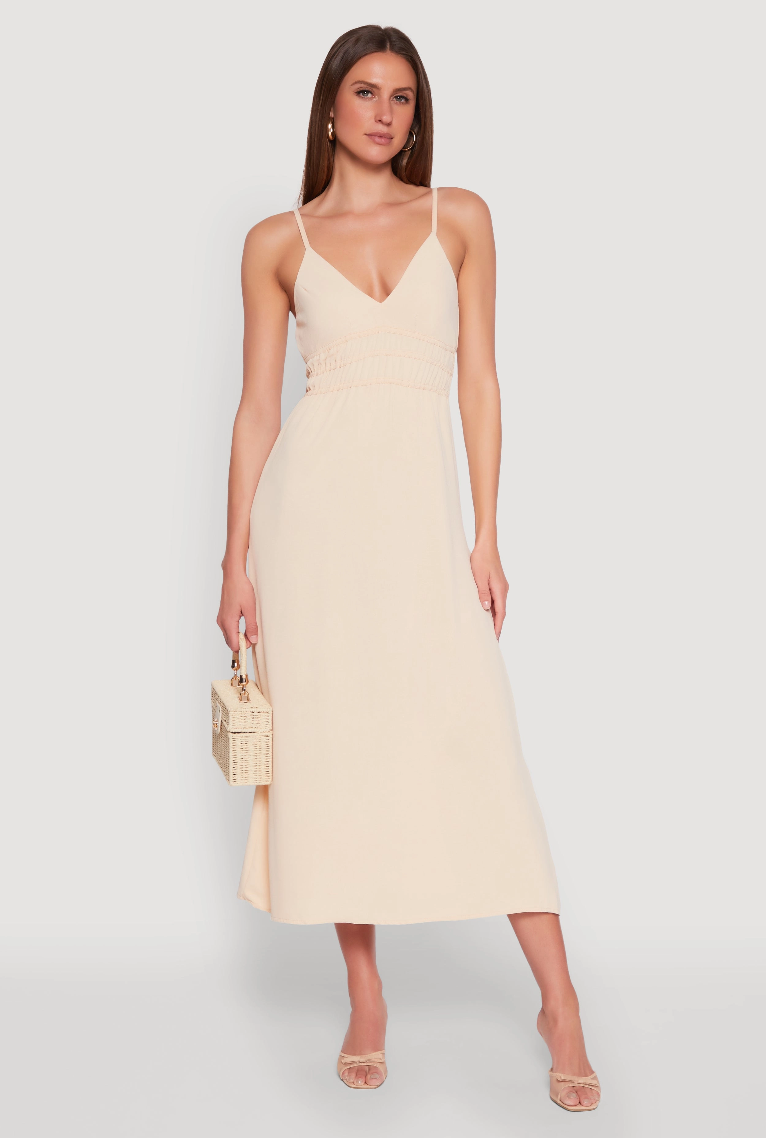 Side Slit Boho Aesthetic V Neck Empire Waist Maxi Dress
