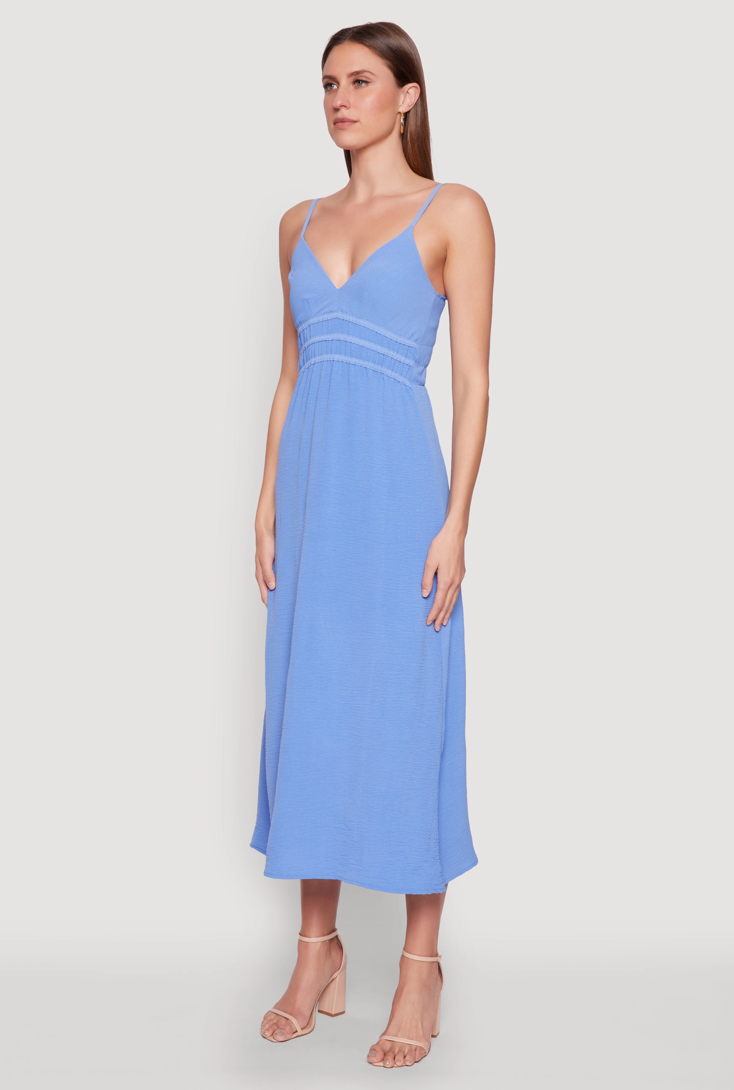 V Neck Empire Waist Maxi Dress Subtle Glam