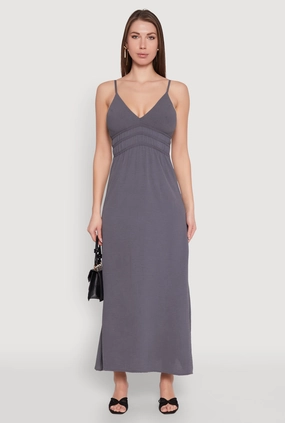 Functional-Design V Neck Empire Waist Maxi Dress