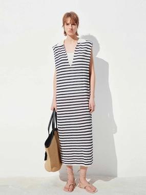 V-neck Sleeveless Dress Smooth Edge Side Tie