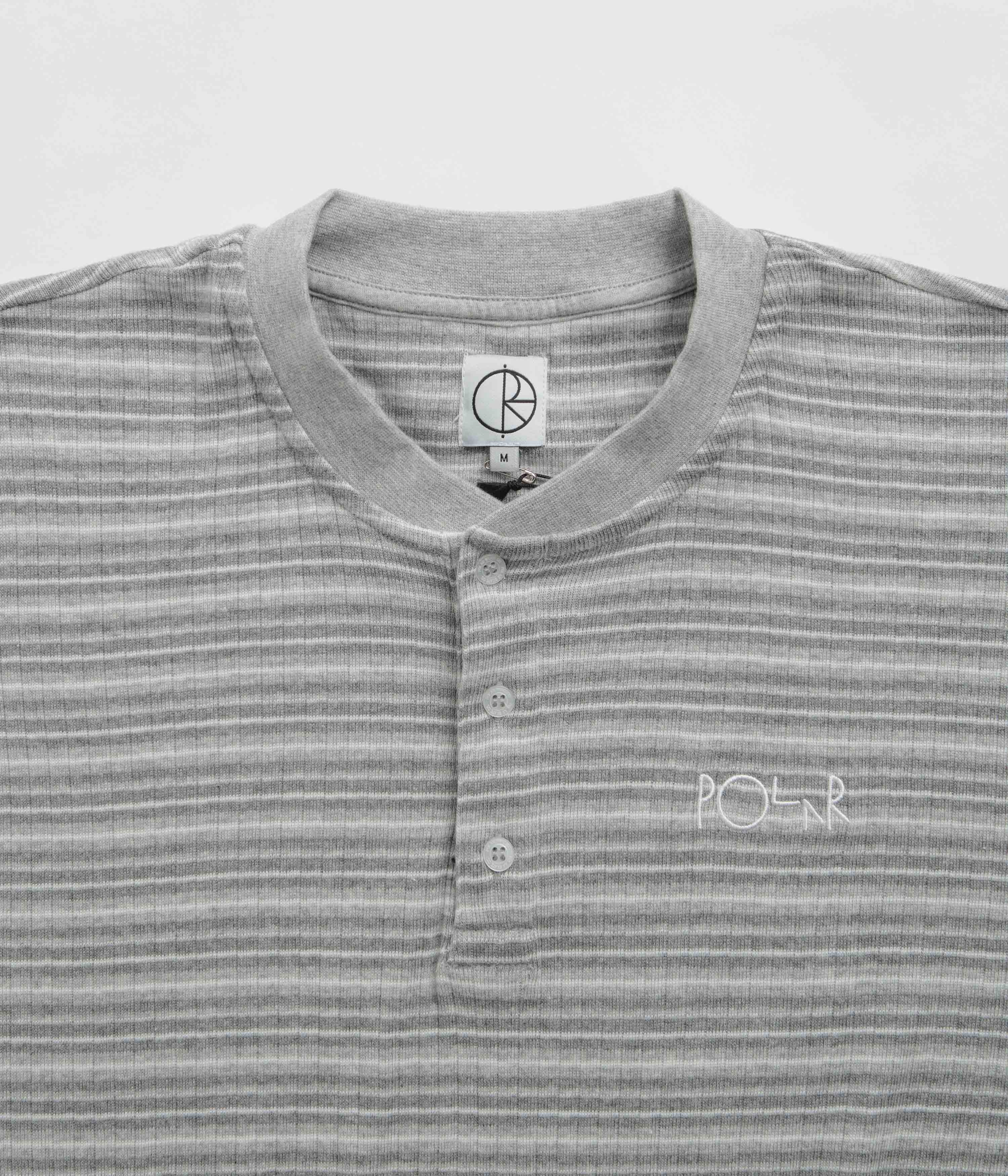 Ultra Soft Blend Chill Comfort Polar Stripe Rib Henley T-Shirt - Heather Grey