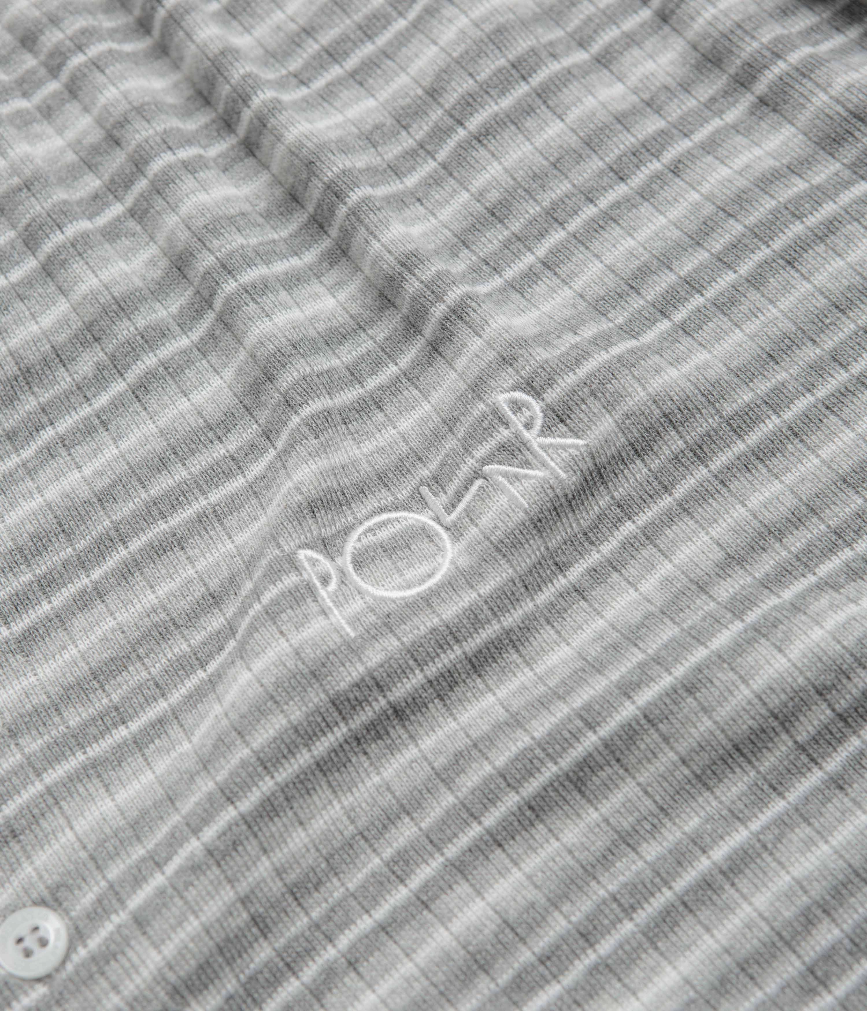 Polar Stripe Rib Henley T-Shirt - Heather Grey Casual Choice Wear
