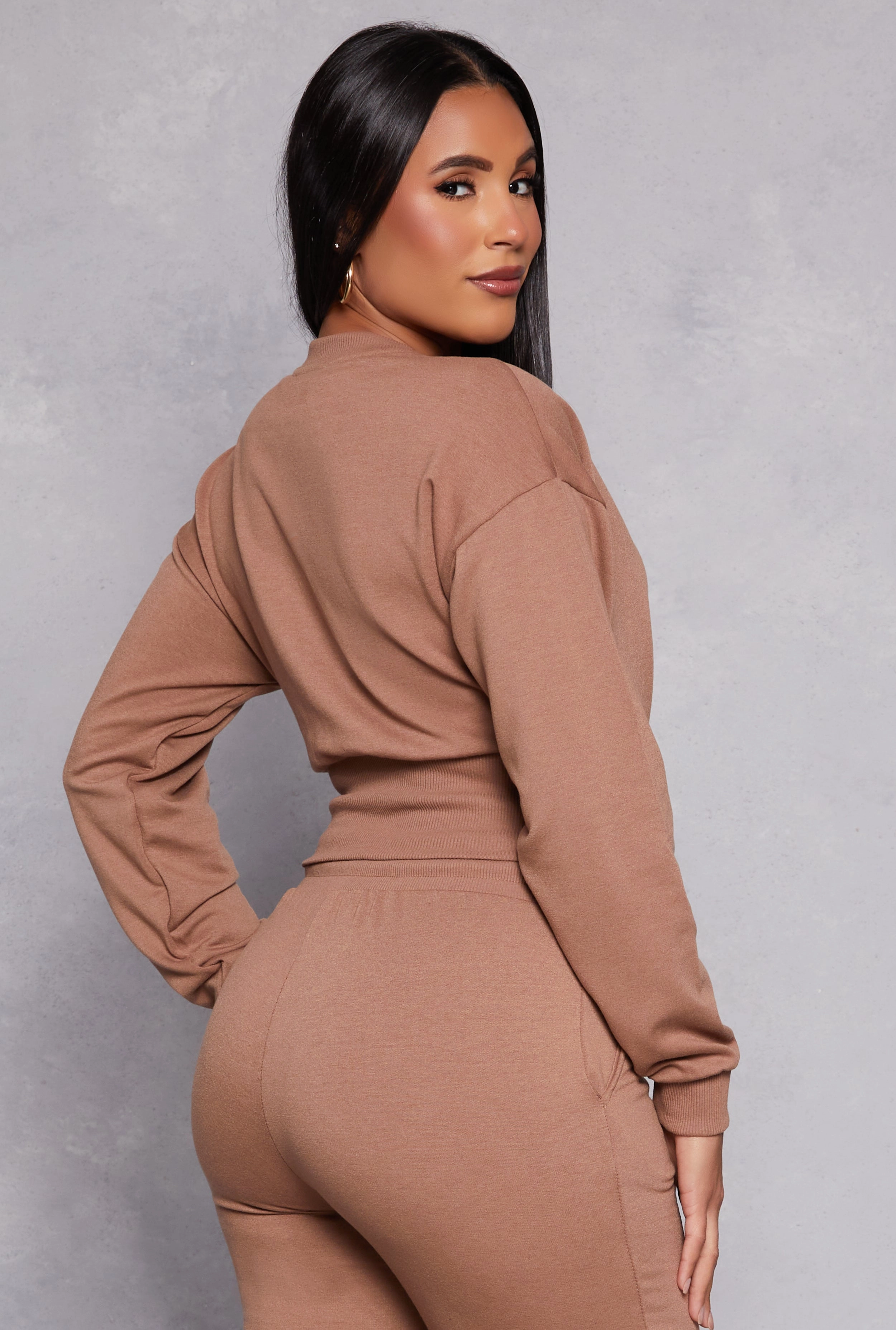Crew Neck Cropped Sweatshirt Synthetic Travel Wear