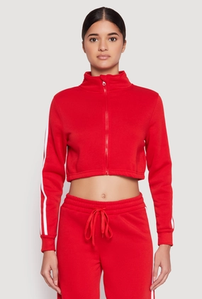 Varsity Stripe Zip Front Cropped Sweatshirt pattern