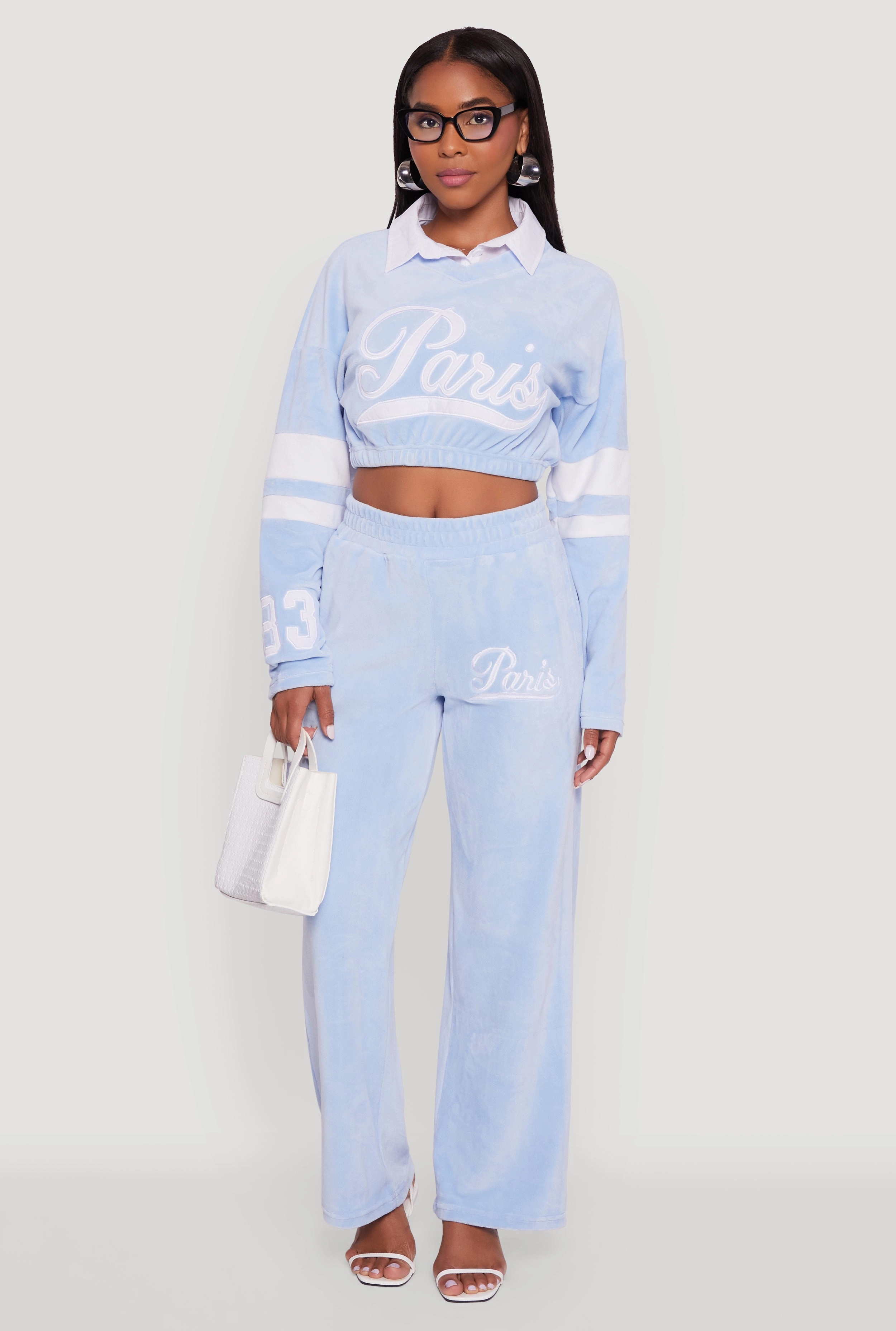 Velour Paris Embroidered Graphic Cropped Sweatshirt Photography