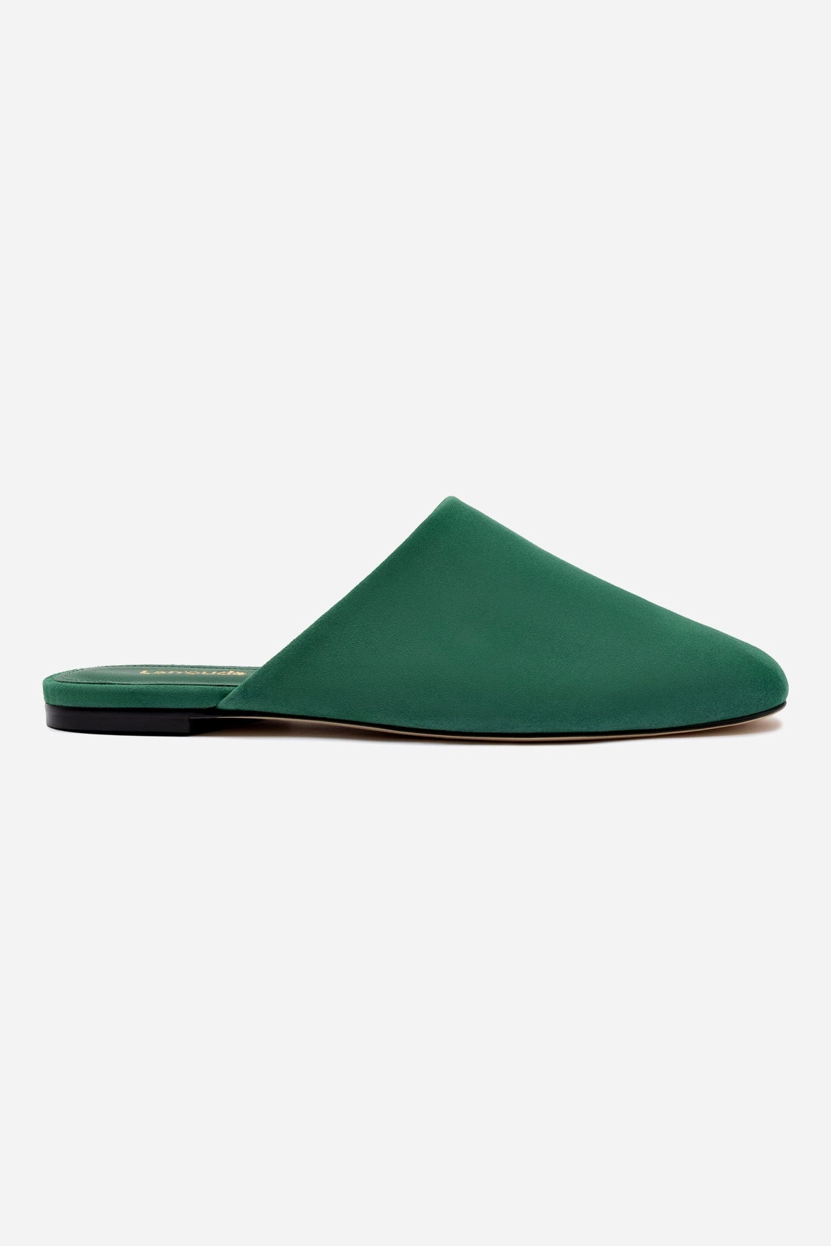 Adjustable Cushion Venice Flat Mule and Pouch Kit In Emerald Suede